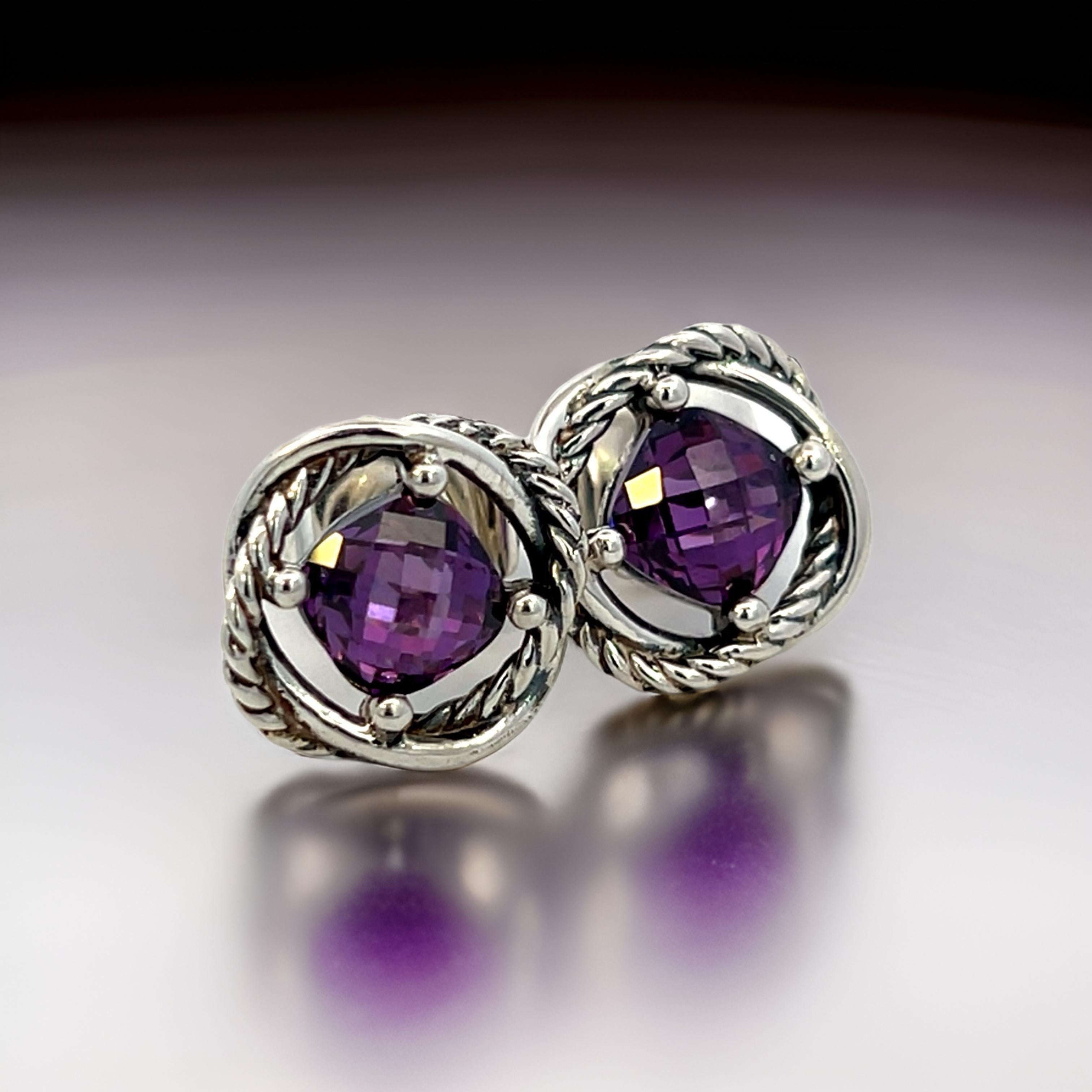 David Yurman Estate Amethyst Infinity Earrings Silver 5