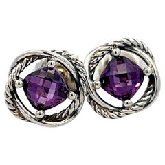 David Yurman Estate Amethyst Infinity Earrings Silver