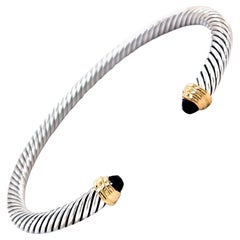 David Yurman Estate Black Orquid Cable Classic Bracelet Silver 14k Y Gold