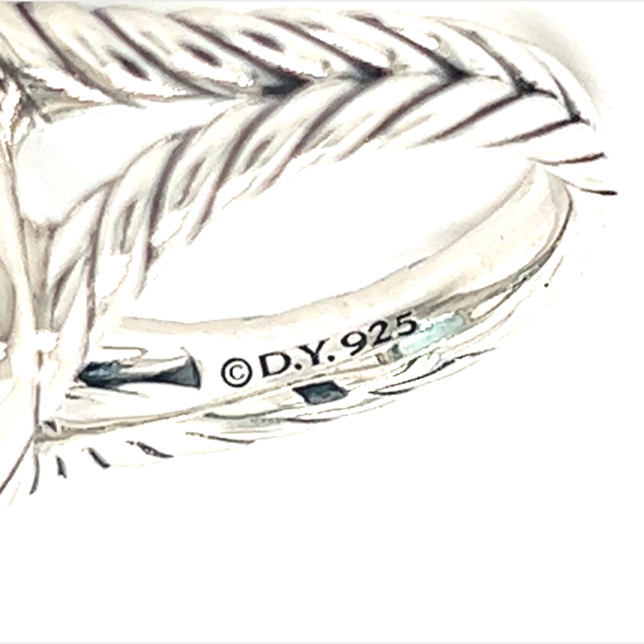 David Yurman Estate Blue Topaz Diamond Albion Ring Silver 0.22tcw 1