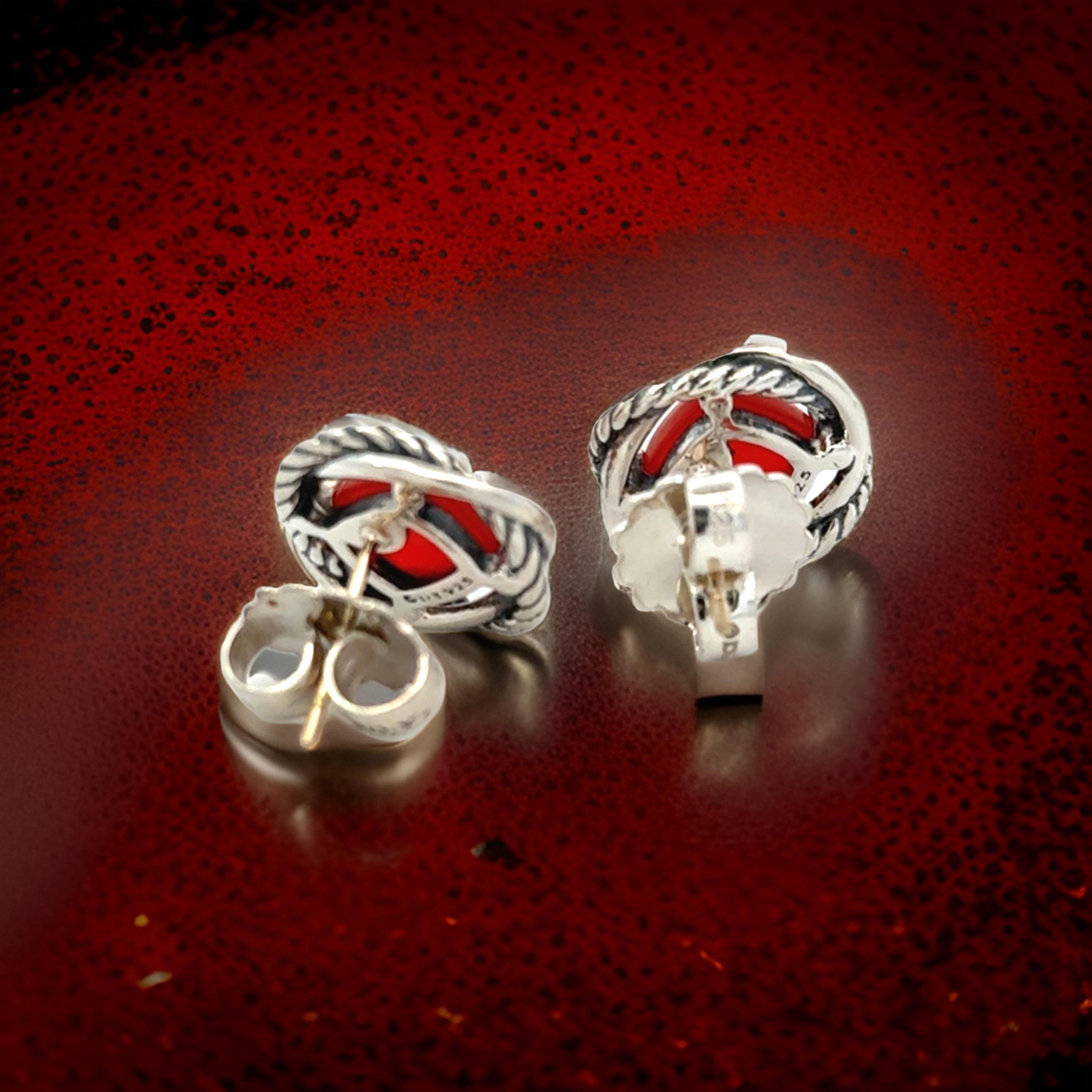 David Yurman Orecchini Infiniti in Corniola 14kt + Argento In condizioni buone in vendita a Brooklyn, NY