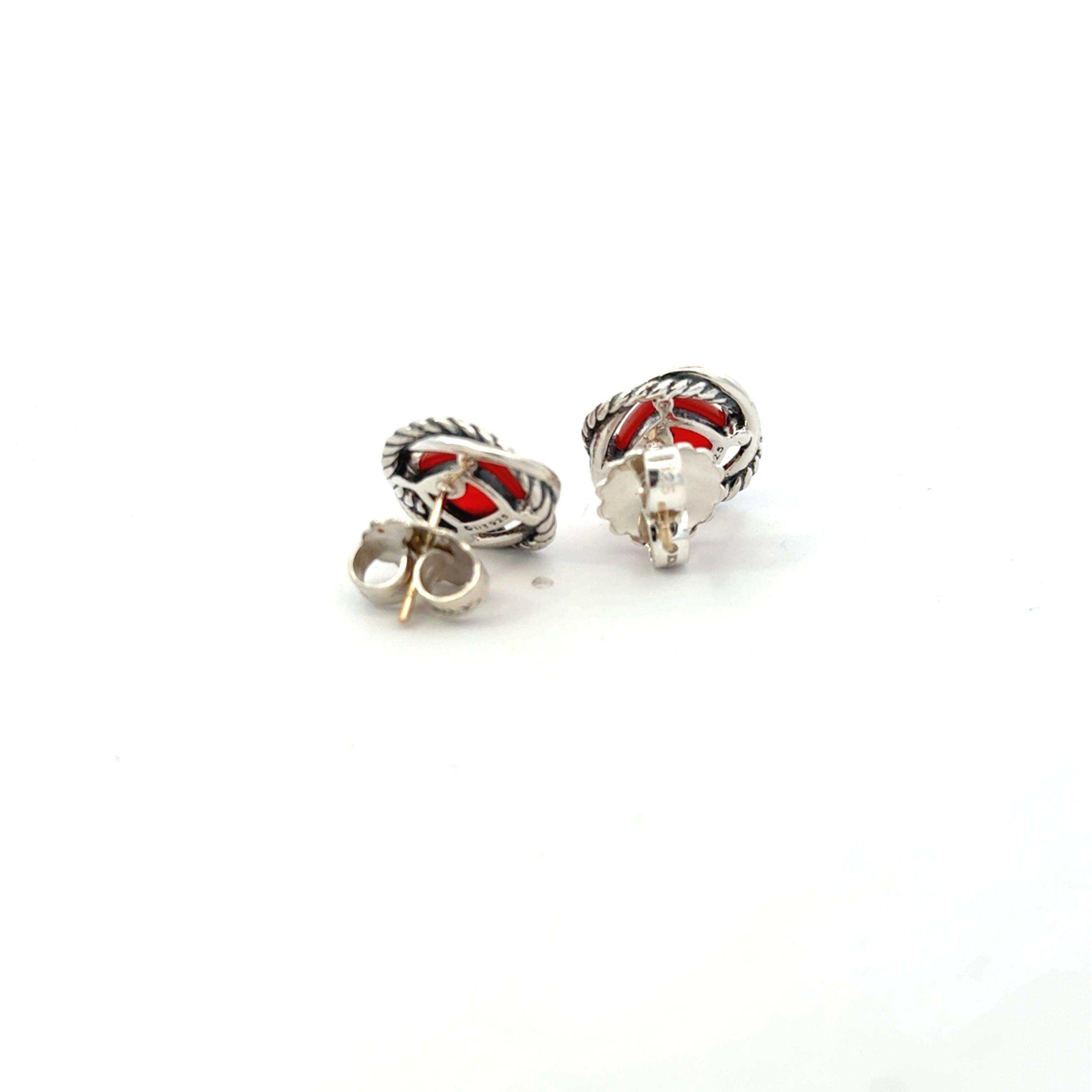 David Yurman Orecchini Infiniti in Corniola 14kt + Argento in vendita 3