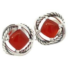 David Yurman Estate Carnelian Infinity Earrings 14kt + Silver