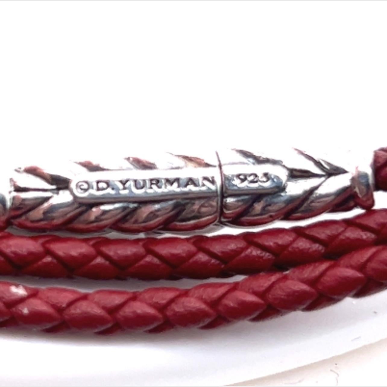 David Yurman Estate Chevron Leather Bracelet Silver In Good Condition In Brooklyn, NY