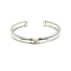 David Yurman Estate Crossover Pave Diamant-Armband 7,5" 0,13 TCW Silber