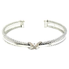 David Yurman Estate Crossover Pave Diamant-Armband 7,5" Größe 0,13 TCW Silber DY166