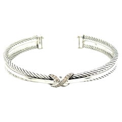 David Yurman Estate Crossover Pave Diamond Bracelet TCW Silver