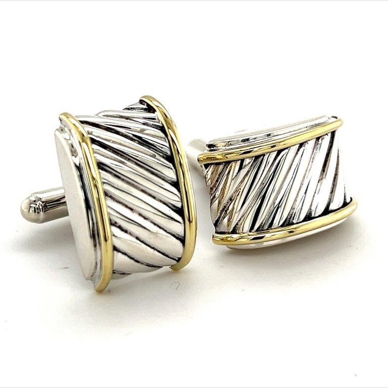 David Yurman Estate Cufflinks 14k Gold Sterling Silver 13.8 Grams For