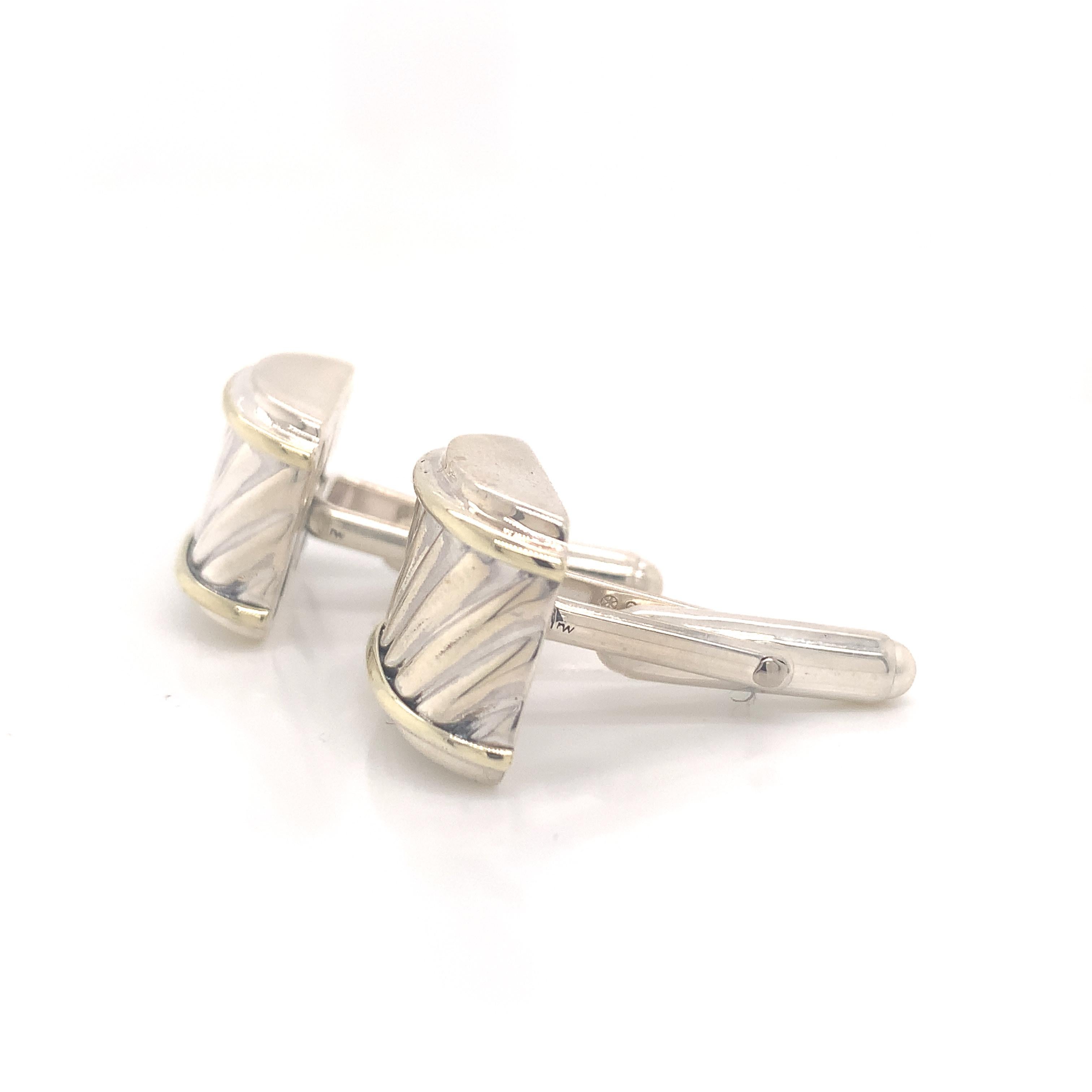 David Yurman Estate Cufflinks Sterling Silver 14k Gold 13.3 Grams 9