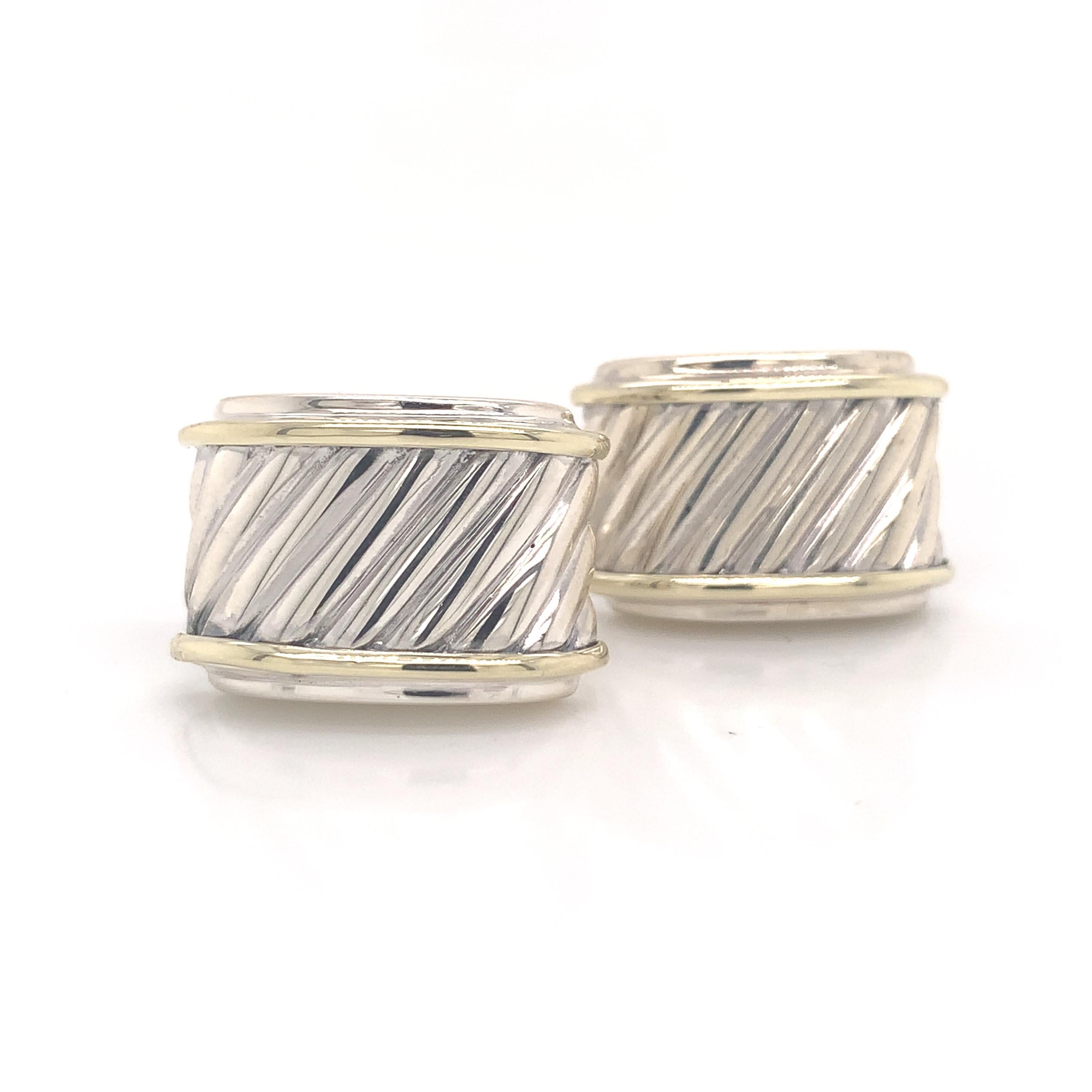 David Yurman Estate Cufflinks Sterling Silver 14k Gold 13.3 Grams 10