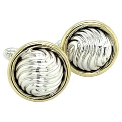 David Yurman Boutons de manchette de succession en argent sterling et or 14 carats