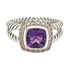 David Yurman Estate Diamond Amethyst Ring Silver 1.67 TCW