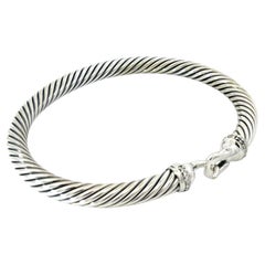 David Yurman Estate Diamond Cuff Bracelet Size 7.5" Silver 5 mm