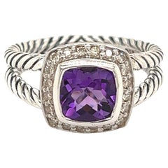 Retro David Yurman Estate Diamond Petite Albion Amethyst Sil 1.67 TCW