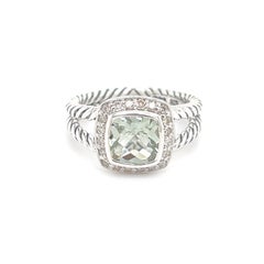 David Yurman Estate Diamond Prasiolite Petite Albion Ring Sil 1.67 TCW