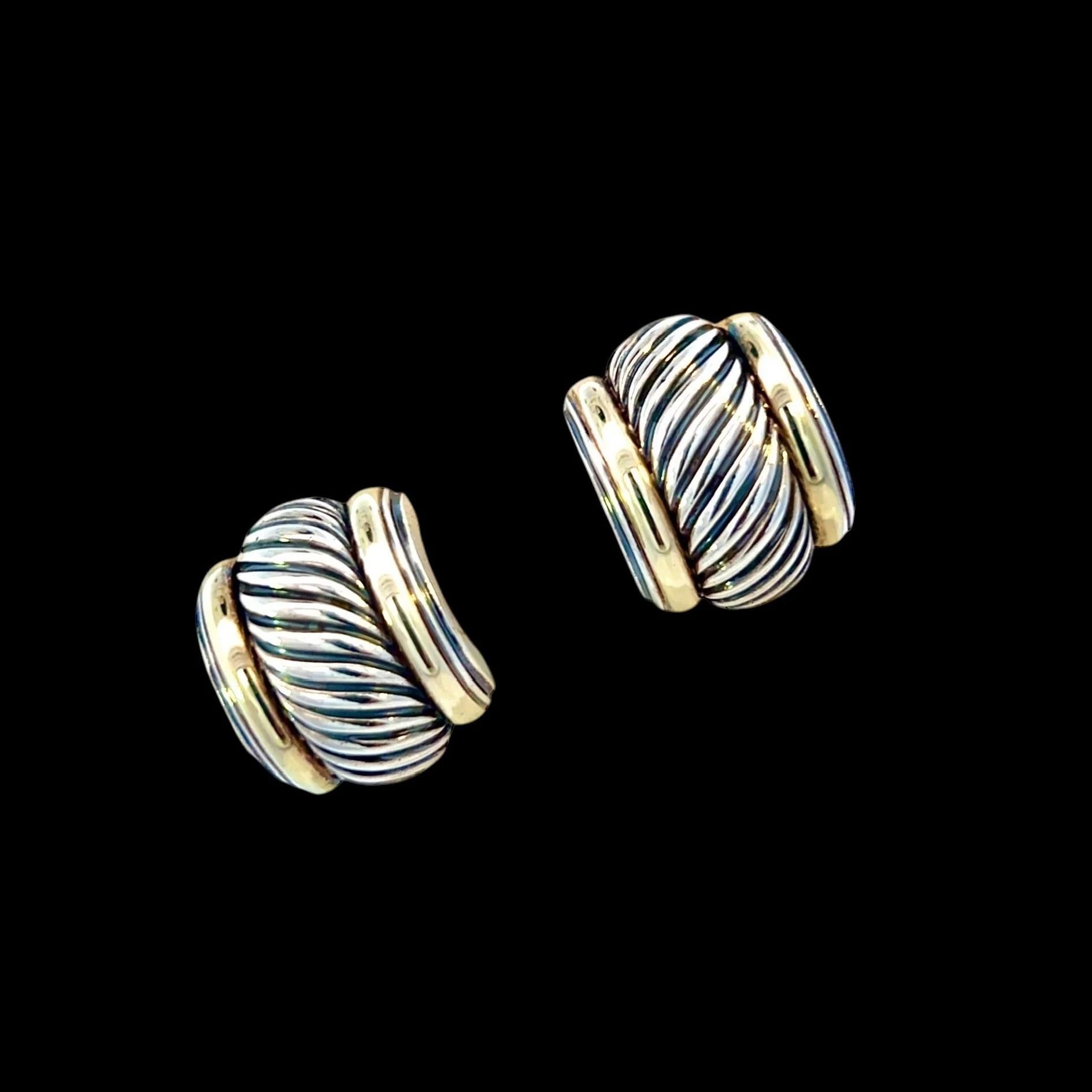 David Yurman Estate Earrings 14k Gold + Sterling Silver 19 Grams For Sale 6