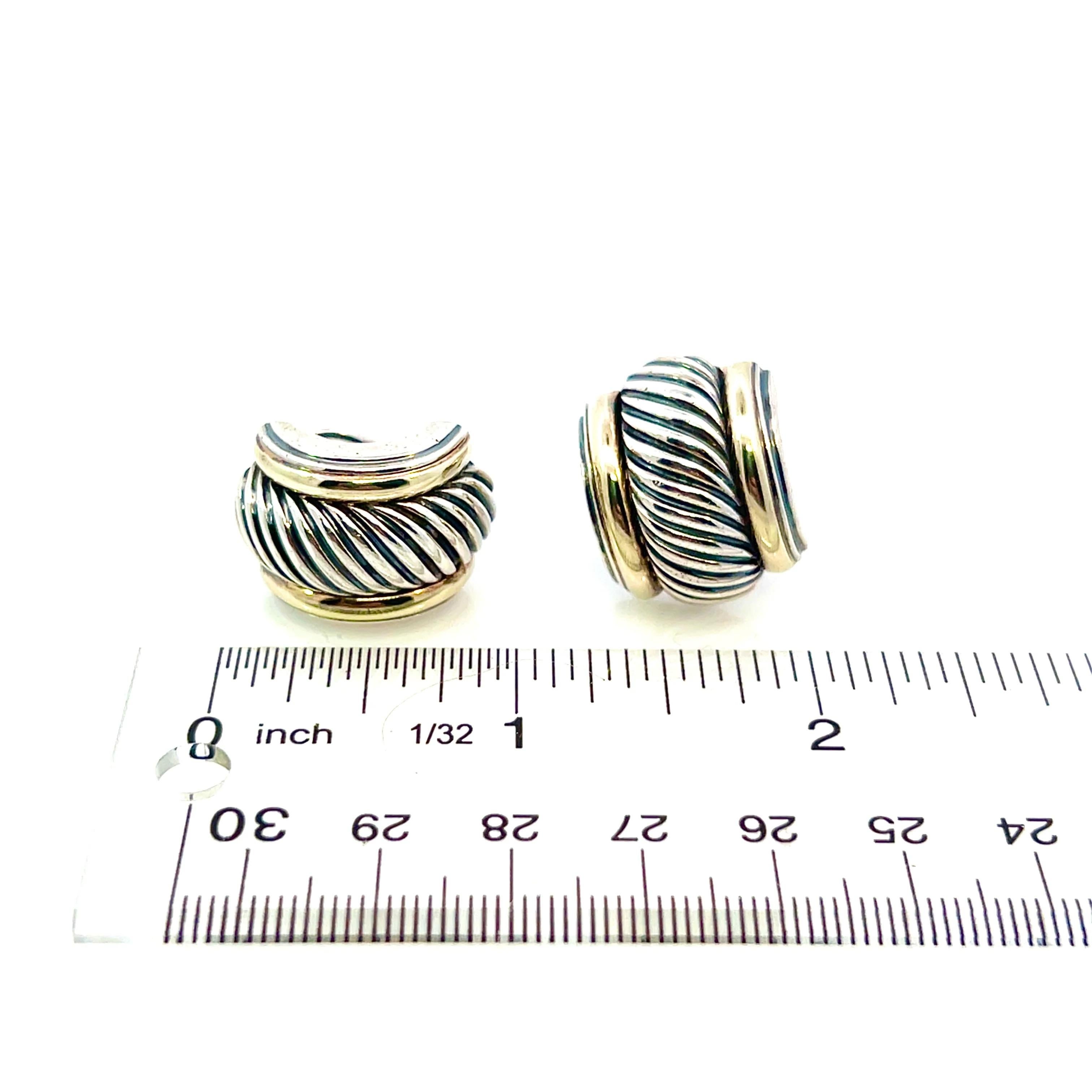 David Yurman Estate Earrings 14k Gold + Sterling Silver 19 Grams For Sale 7