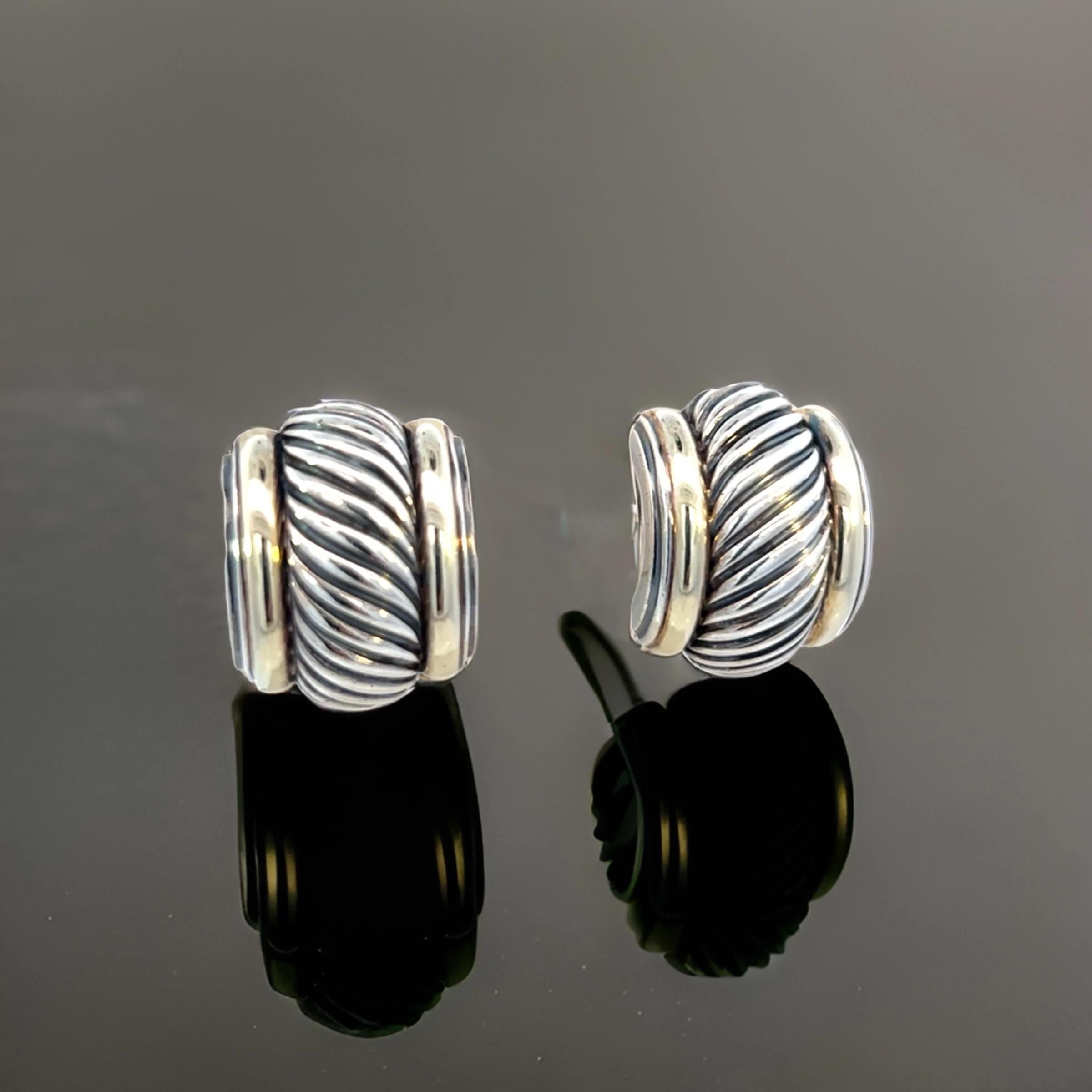 David Yurman Estate Earrings 14k Gold + Sterling Silver 19 Grams For Sale 1