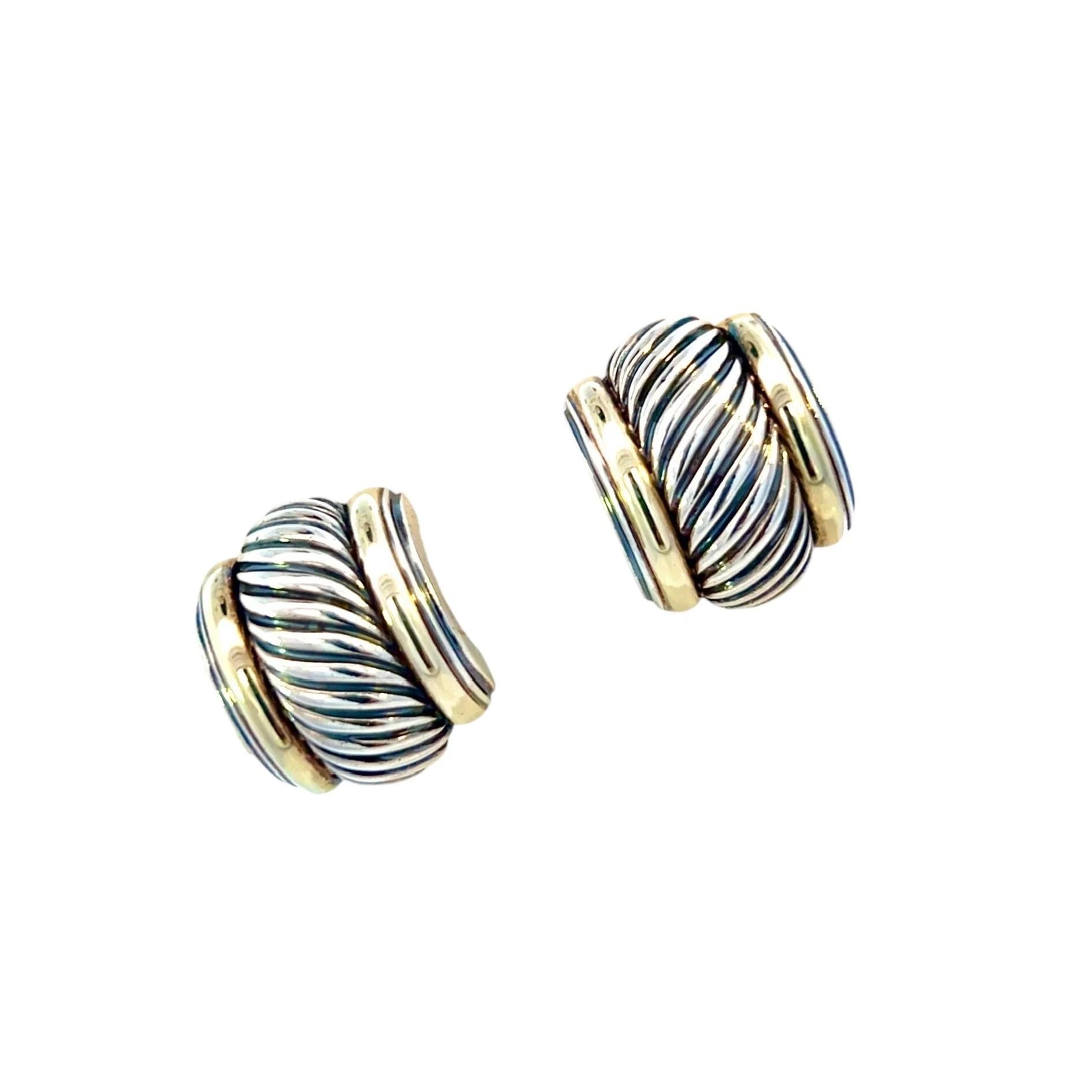 David Yurman Estate Earrings 14k Gold + Sterling Silver 19 Grams For Sale 5