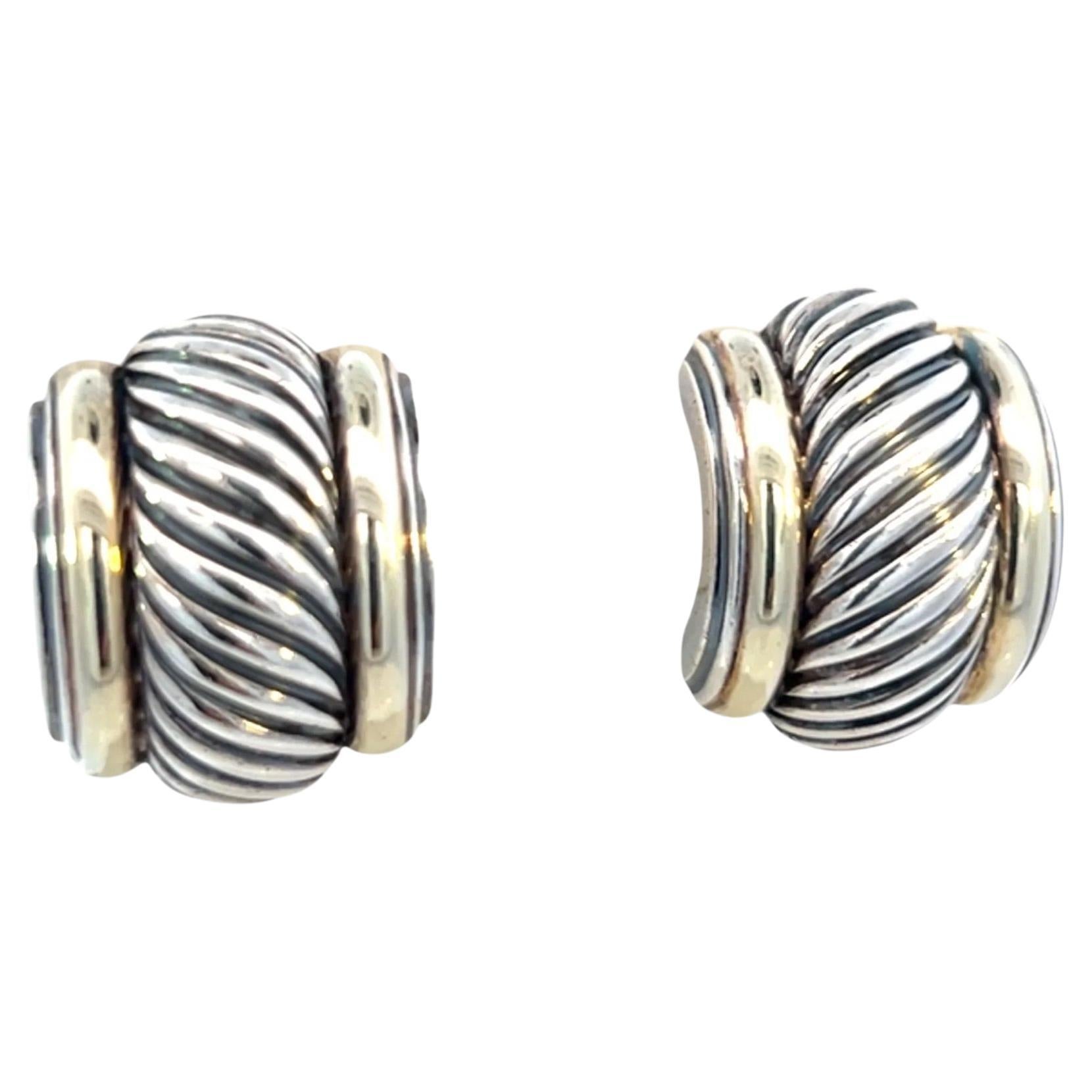 David Yurman Estate Earrings 14k Gold + Sterling Silver 19 Grams