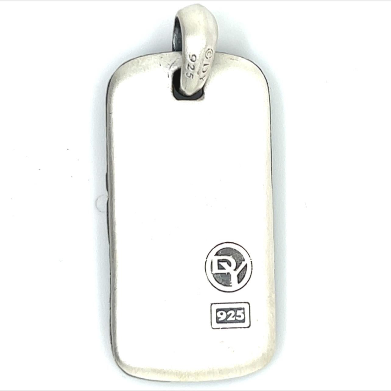 David Yurman Estate Griffen Dog Tag Sterling Silver In Good Condition For Sale In Brooklyn, NY