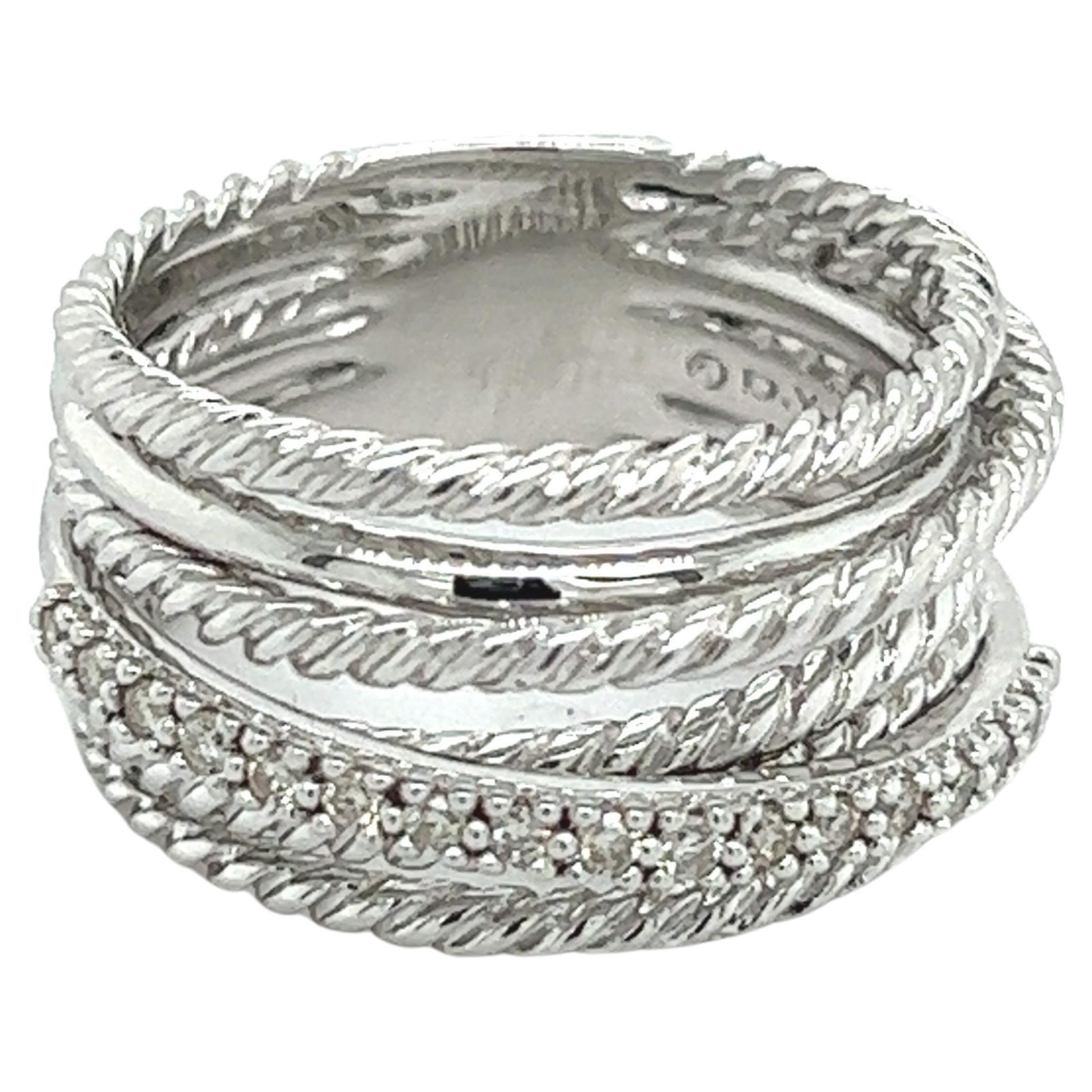 David Yurman Vintage Crossover X Ring with Diamonds For Sale at 1stDibs