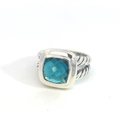 David Yurman Estate London Blue Topaz Albion Ring 8 Silver 11 mm DY813