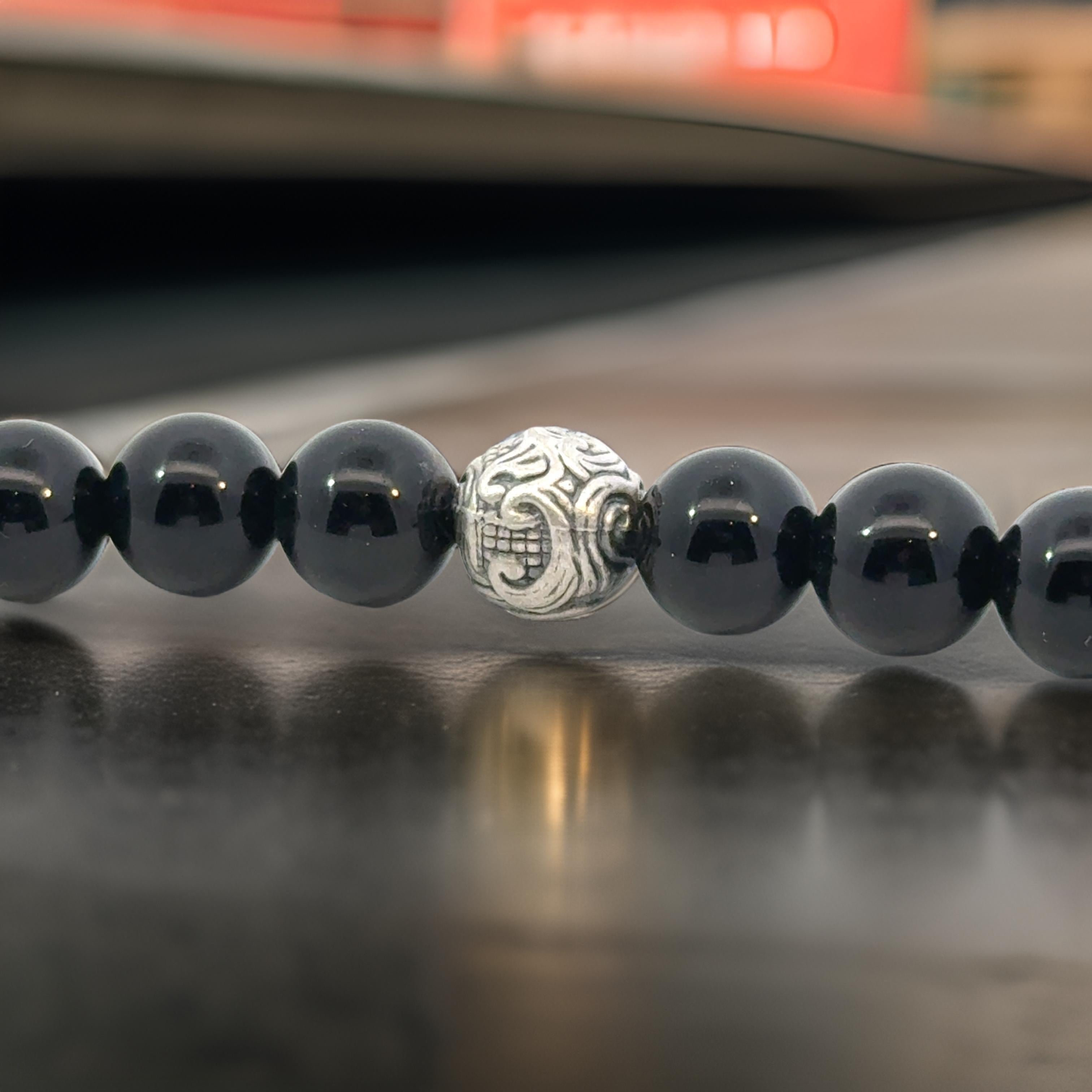 David Yurman Estate Matte Onyx Carved Prayer Beads Bracelet 8.5