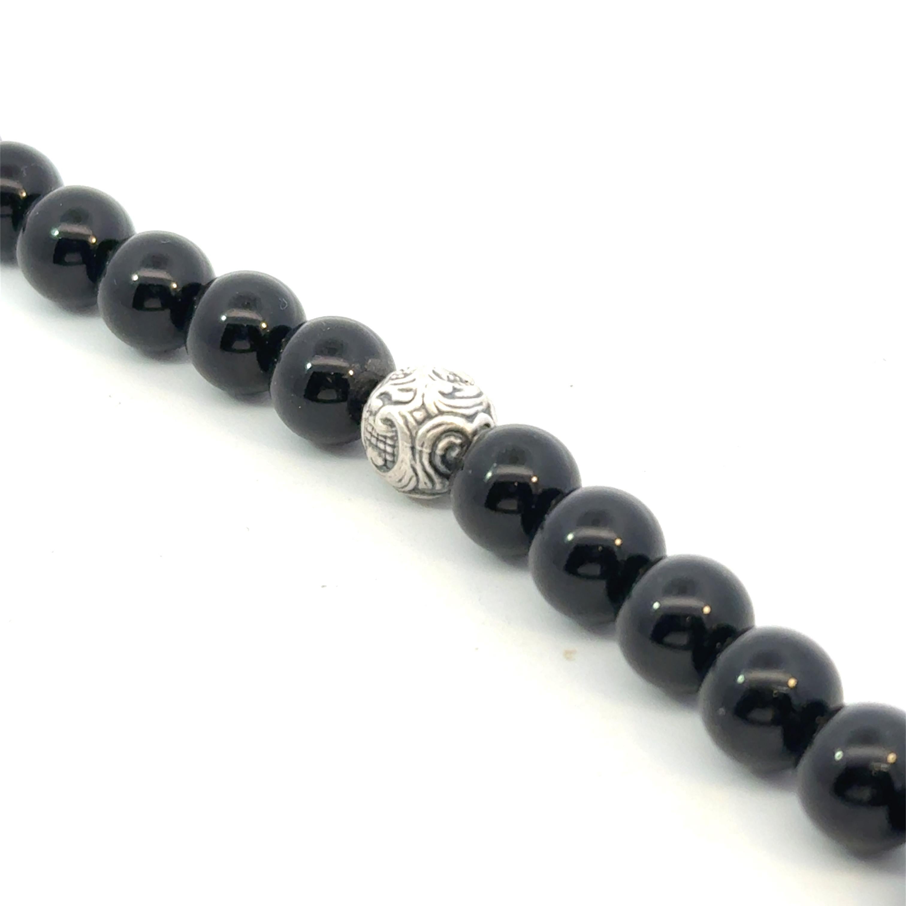 Women's David Yurman Estate Matte Onyx Carved Prayer Beads Bracelet 8.5
