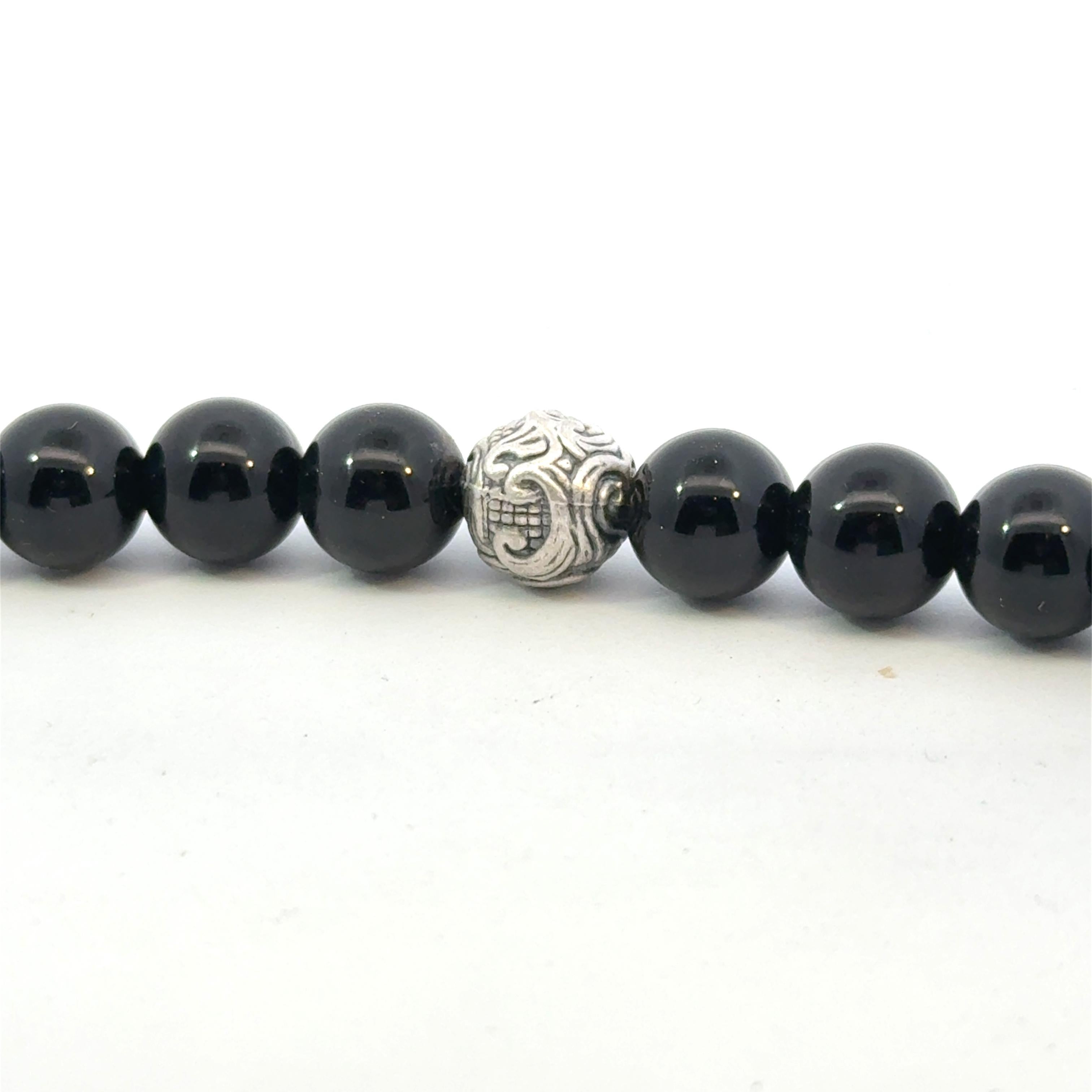 David Yurman Estate Matte Onyx Carved Prayer Beads Bracelet 8.5