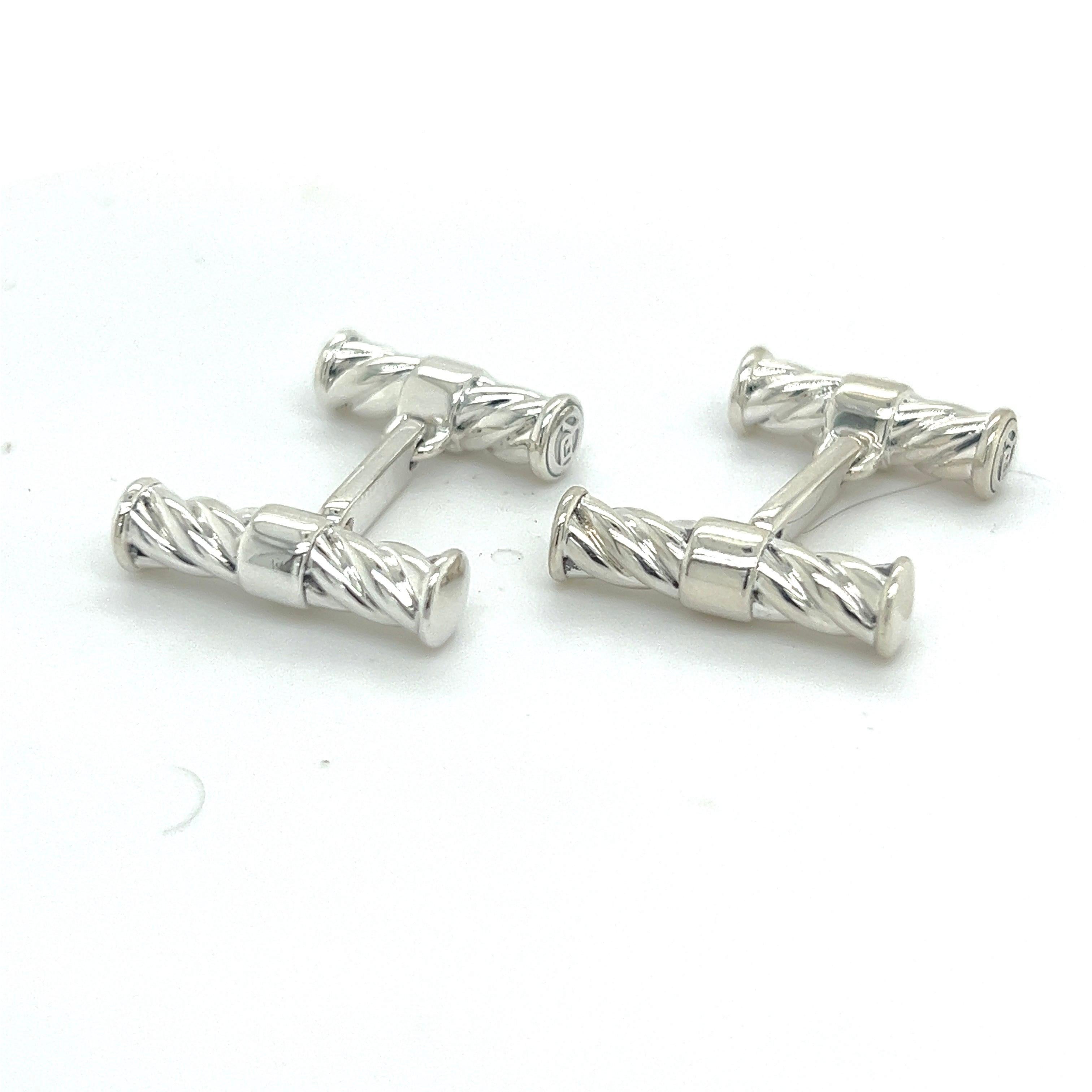 David Yurman Estate Herren Manschettenknöpfe Sterling Silber im Angebot 2