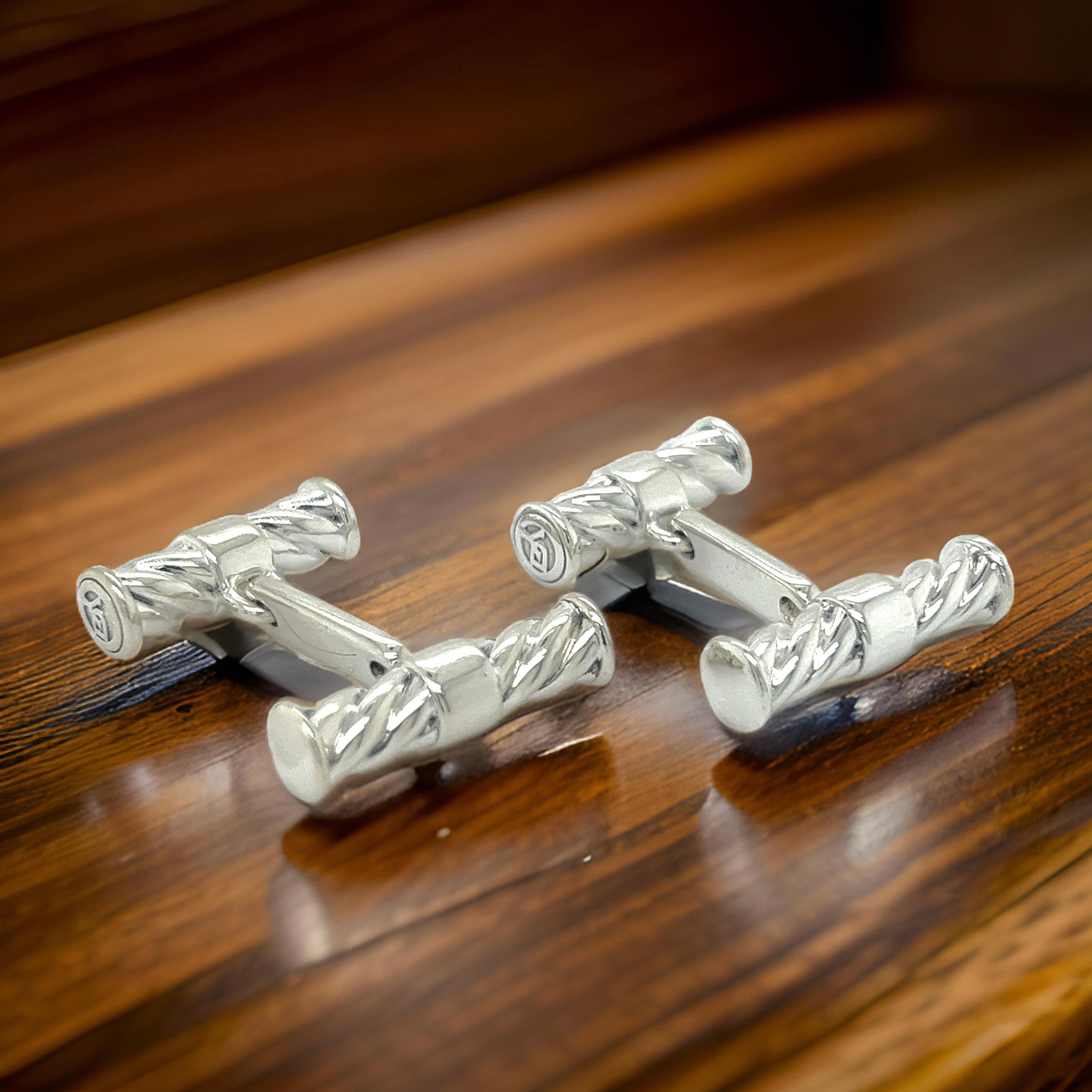 David Yurman Estate Herren Manschettenknöpfe Sterling Silber im Angebot 5