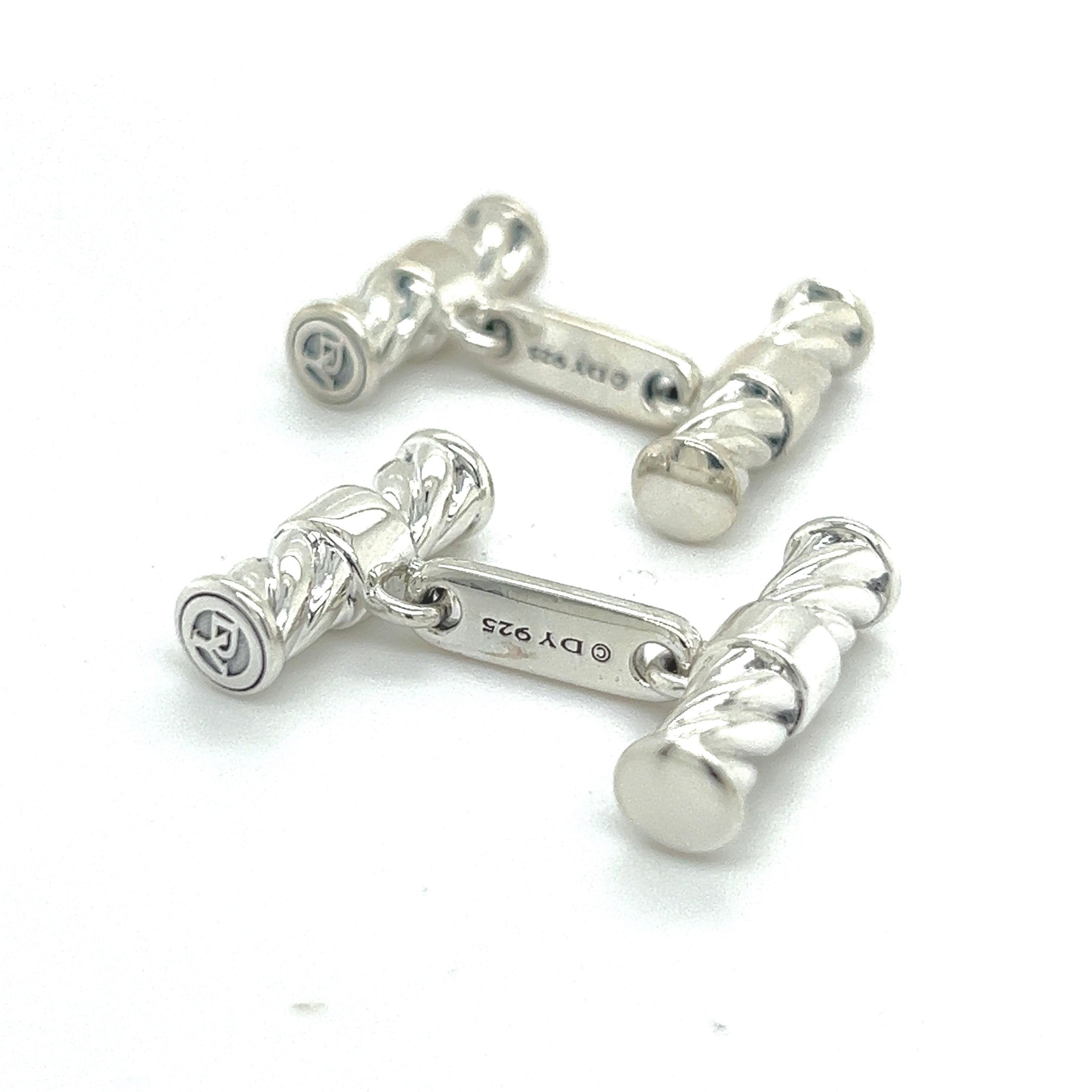 David Yurman Estate Herren Manschettenknöpfe Sterling Silber im Angebot 4