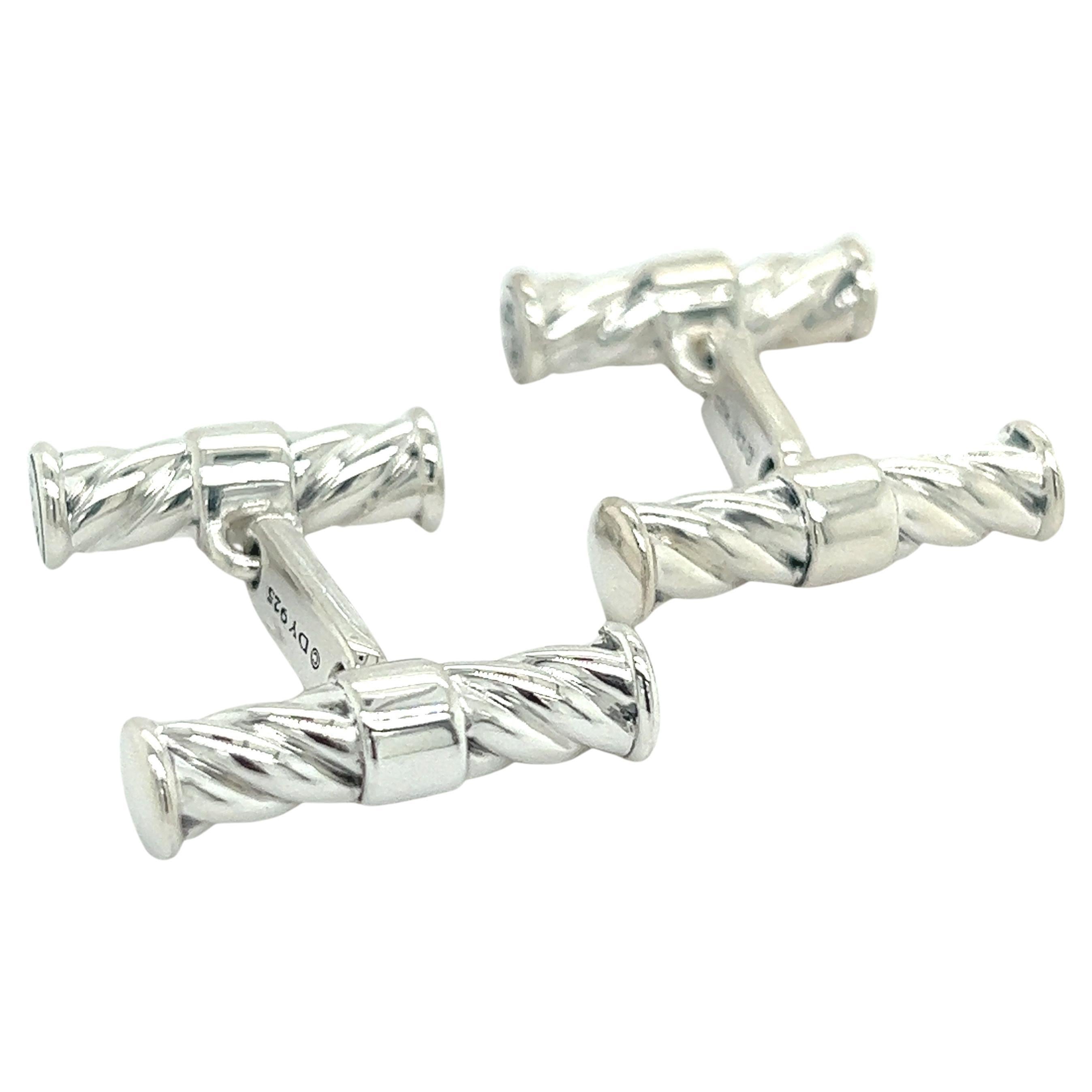 David Yurman Estate Men Cufflinks Sterling Silver For Sale