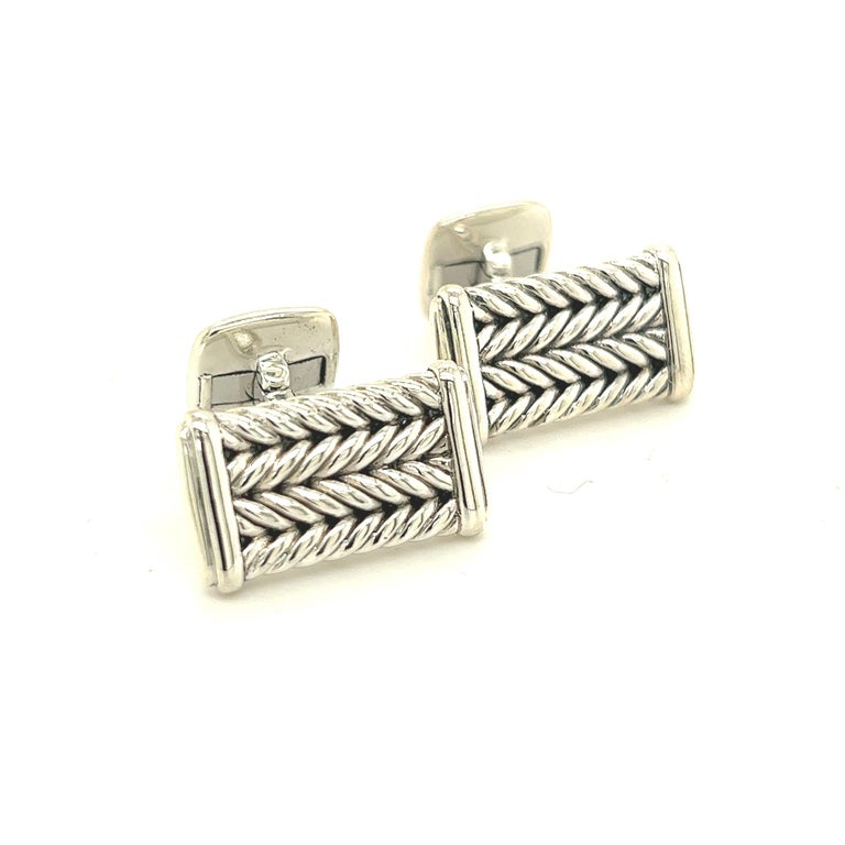 David Yurman Estate Mens Cufflinks Sterling Silver For Sale at 1stDibs