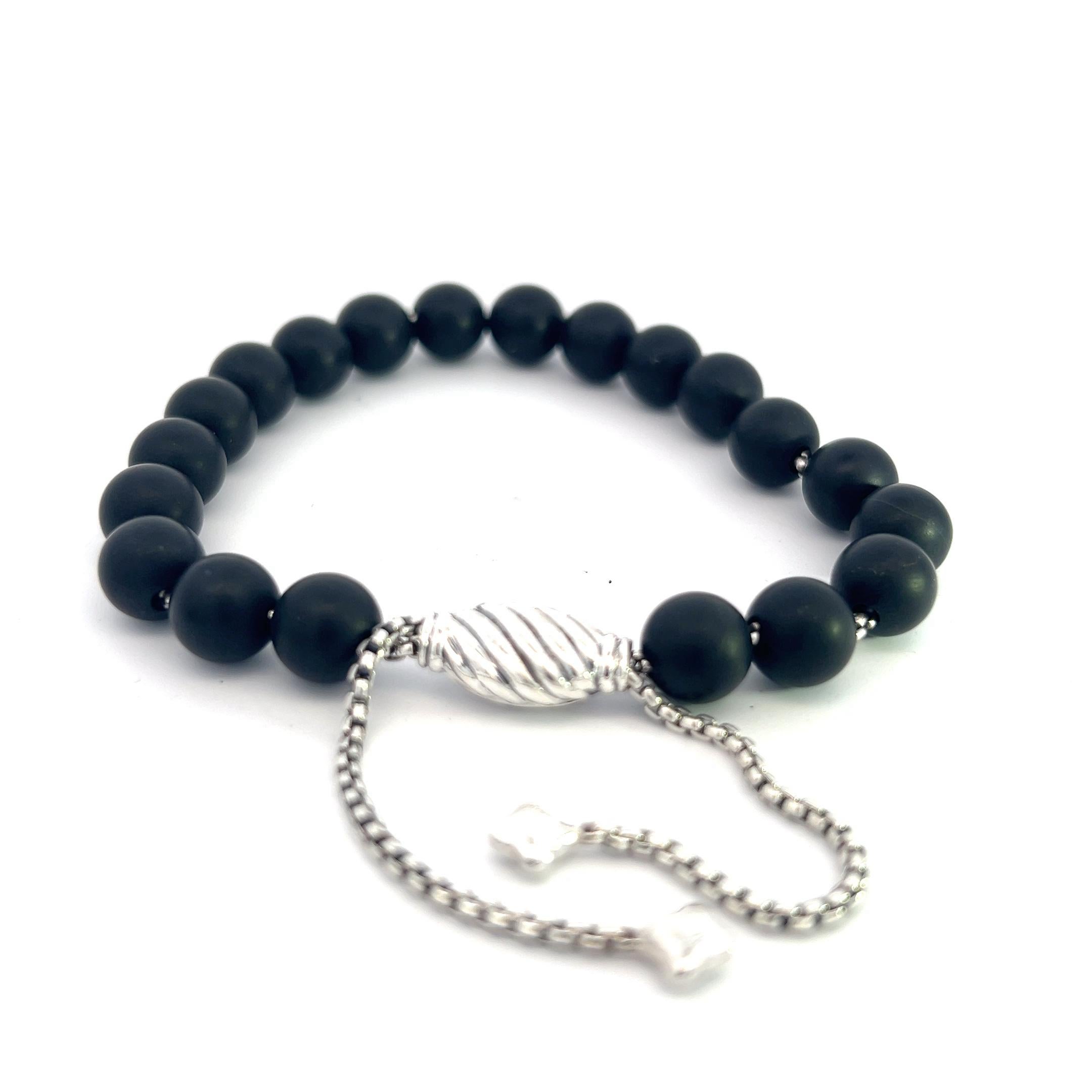 Taglio a sfera David Yurman Bracciale di Onice Lucido 6,6 - 8,5