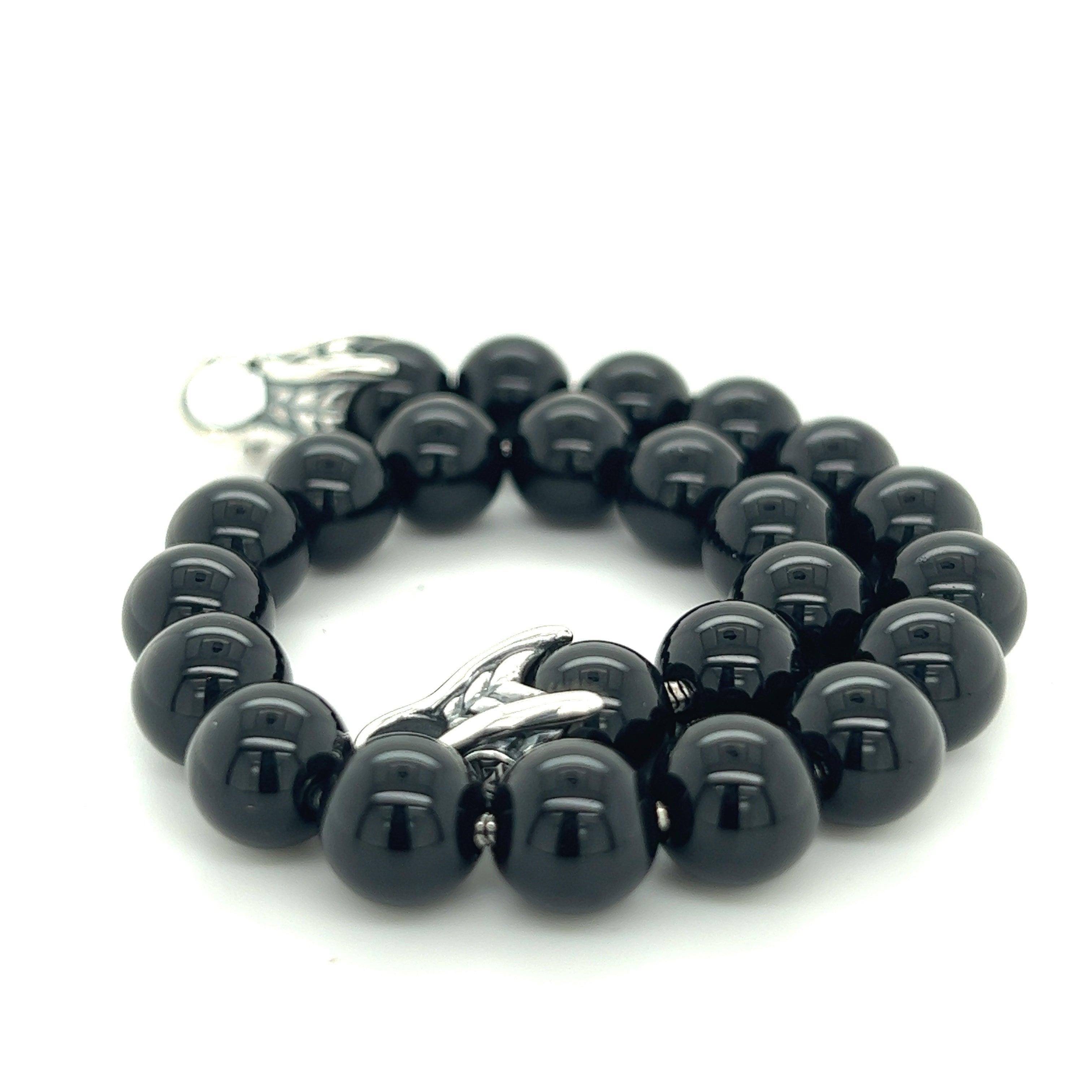David Yurman Estate Onyx Spiritual Beads Bracelet 8