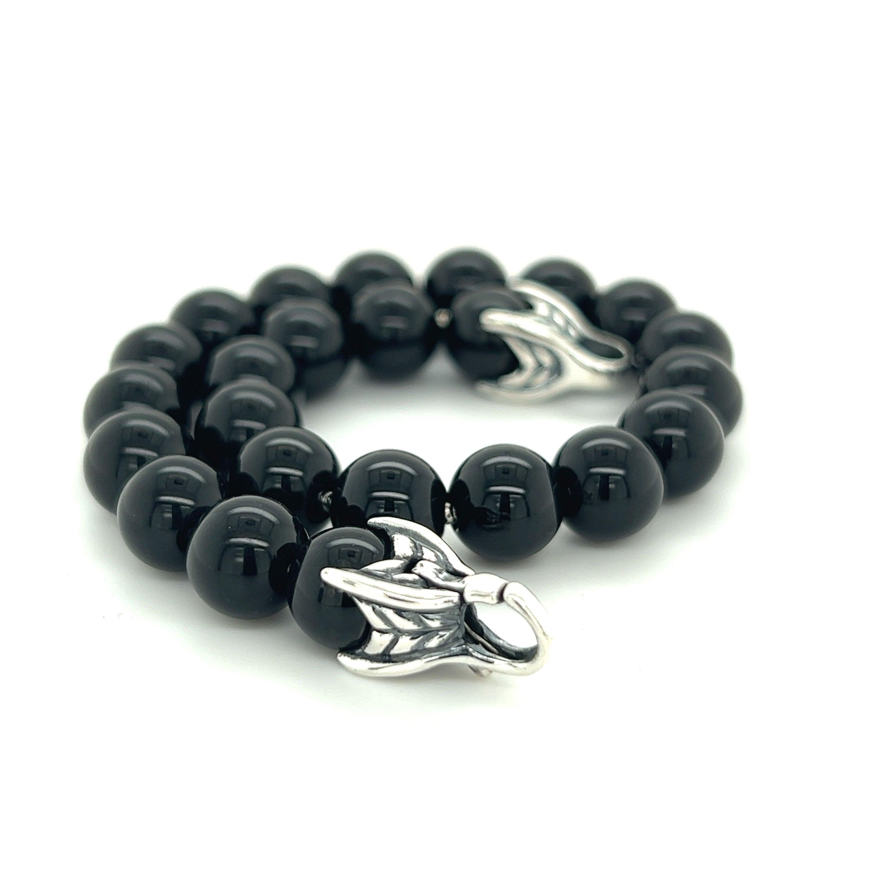 David Yurman Estate Onyx Spiritual Beads Bracelet 8" Sterling Silver