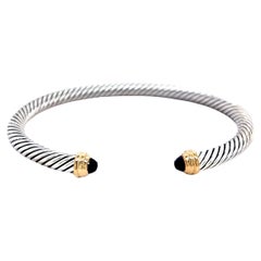 David Yurman Estate Orquid Cable  Bracelet 7.5" Sterling Silver 14k Y Gold