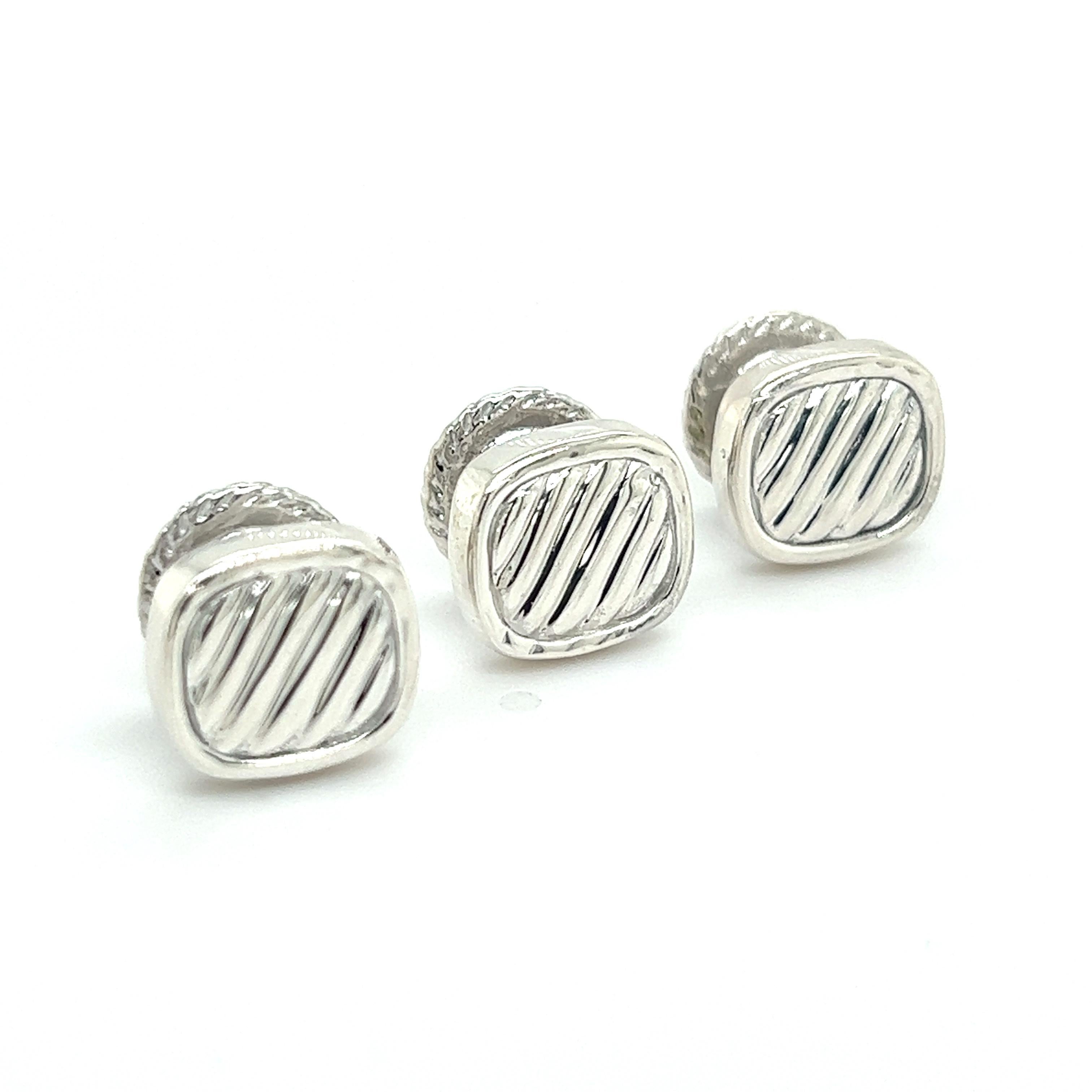 David Yurman Set di bottoni da smoking in argento sterling in vendita 1