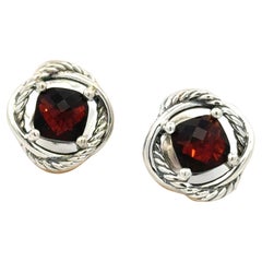 David Yurman Estate Red Garnet Infinity Boucles d'oreilles en argent et or 14 carats DY535