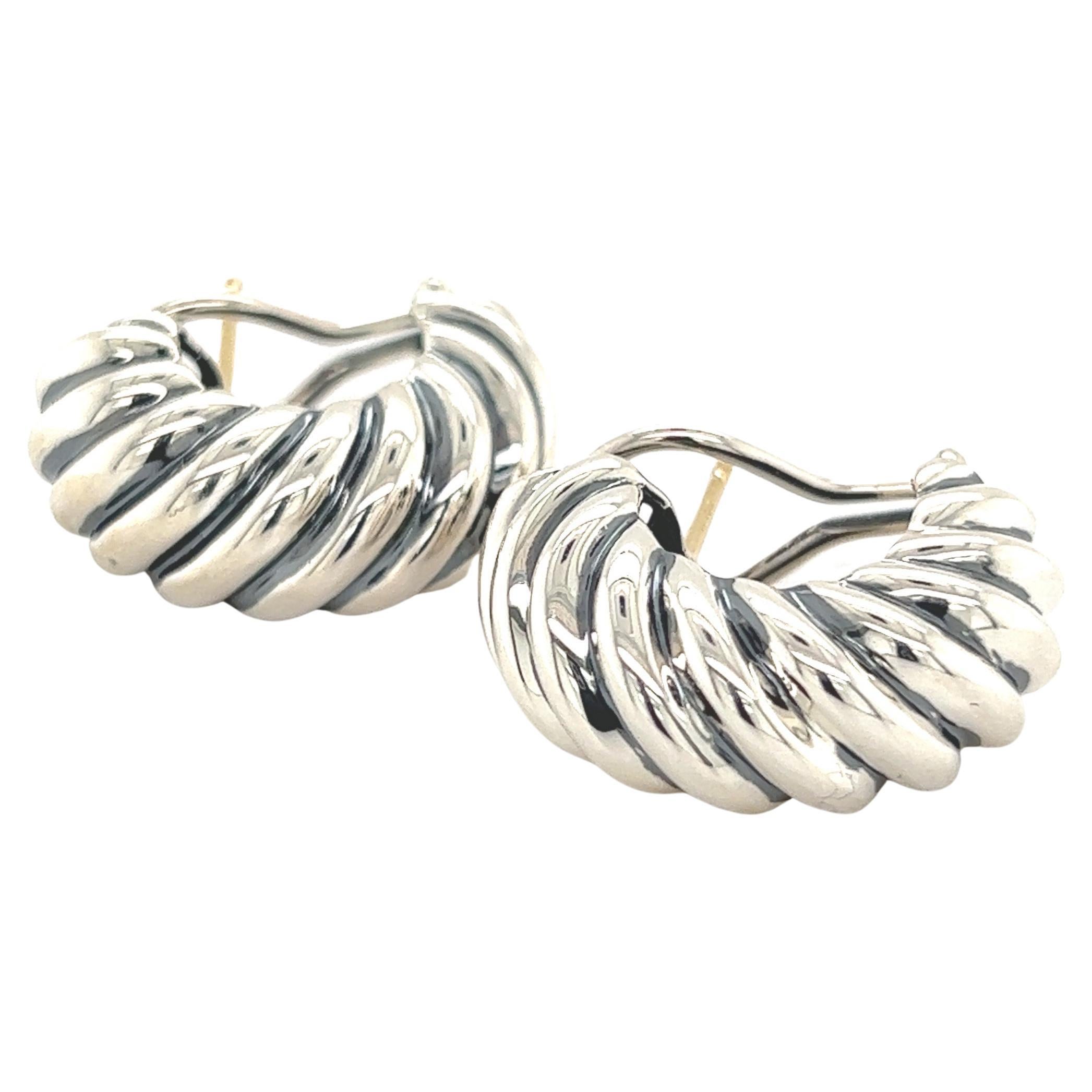 David Yurman Estate Shrimp Earrings with Omega Backs Sterling Silver