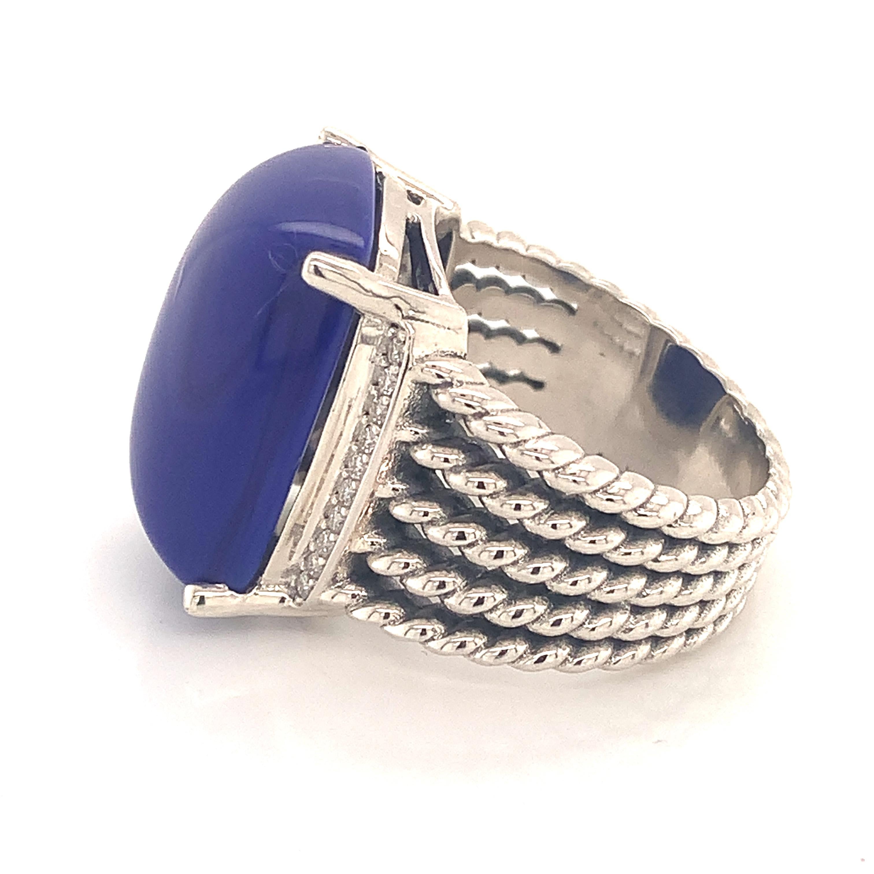 David Yurman Estate Silver Lapis Lazuli Diamond Ring 12.4 Grams 5