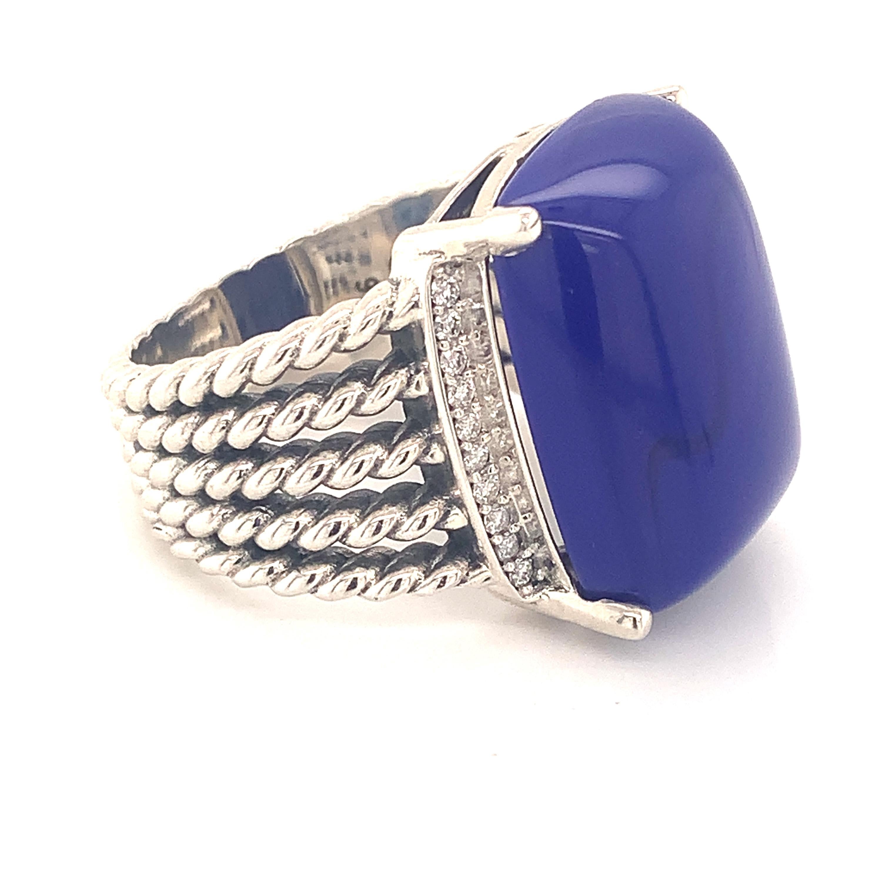 David Yurman Estate Silver Lapis Lazuli Diamond Ring 12.4 Grams 6