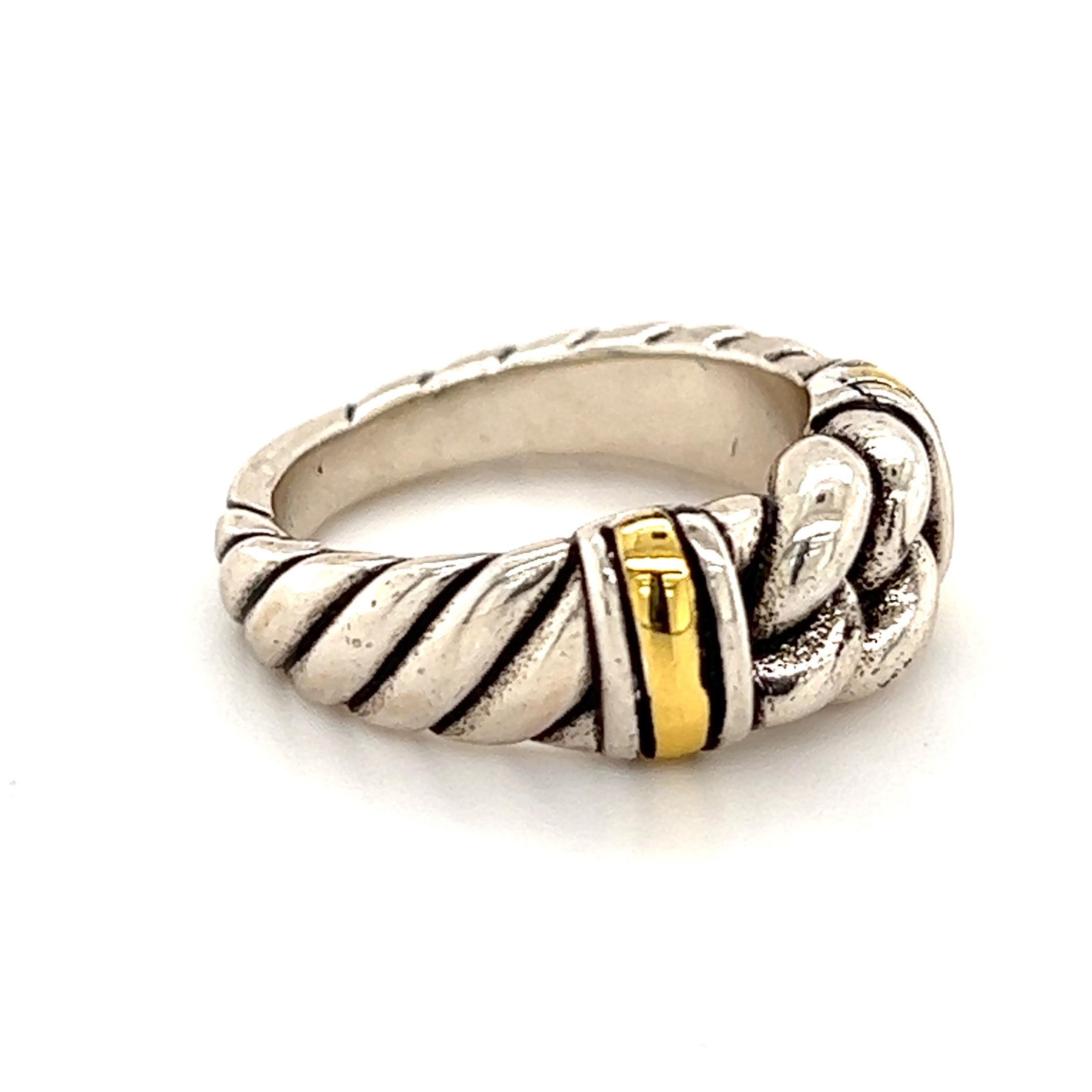 David Yurman Estate Sterling Silver Ring 18k Gold Grams 3