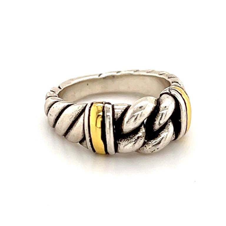 David Yurman Estate Sterling Silver Ring 18k Gold Size 5, 6.9 Grams DY40
 
This elegant Authentic David Yurman ring is made of sterling silver & 18k gold and has a weight of 6.9 grams.

TRUSTED SELLER SINCE 2002
 
PLEASE SEE OUR HUNDREDS OF POSITIVE