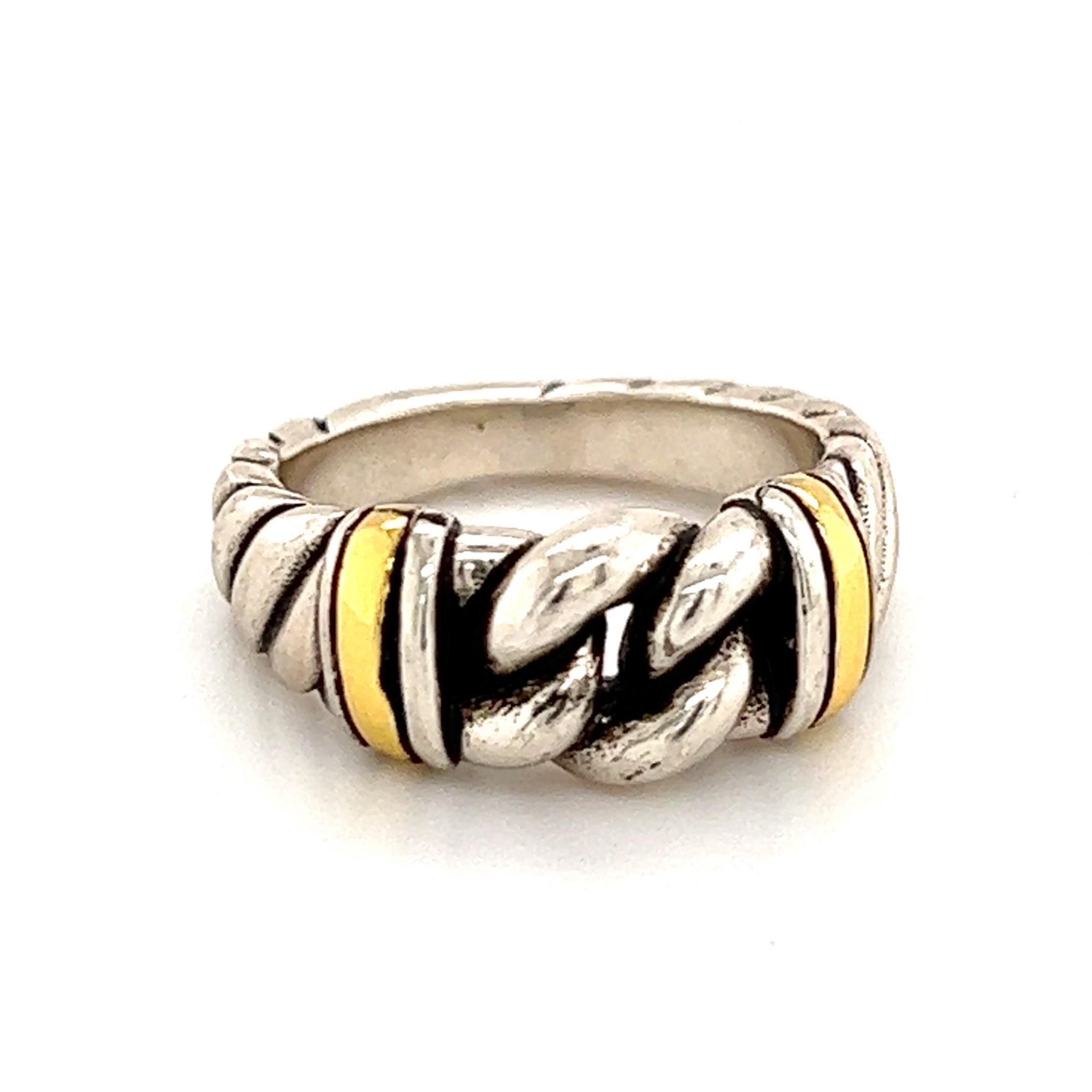 Women's David Yurman Estate Sterling Silver Ring 18k Gold Grams