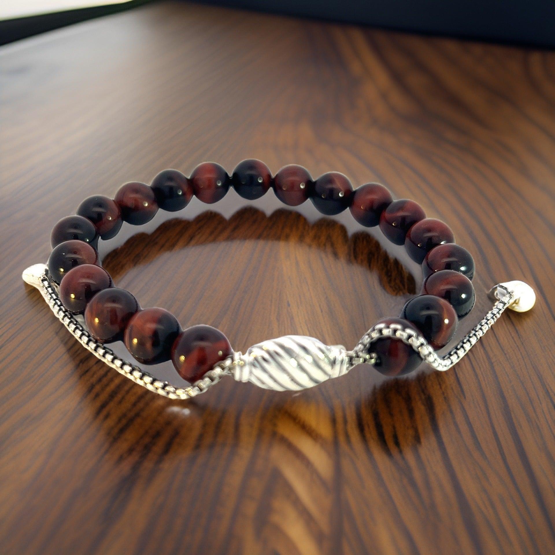 David Yurman Estate Tiger Eye Spiritual Beads Bracelet 6.6 - 8.5