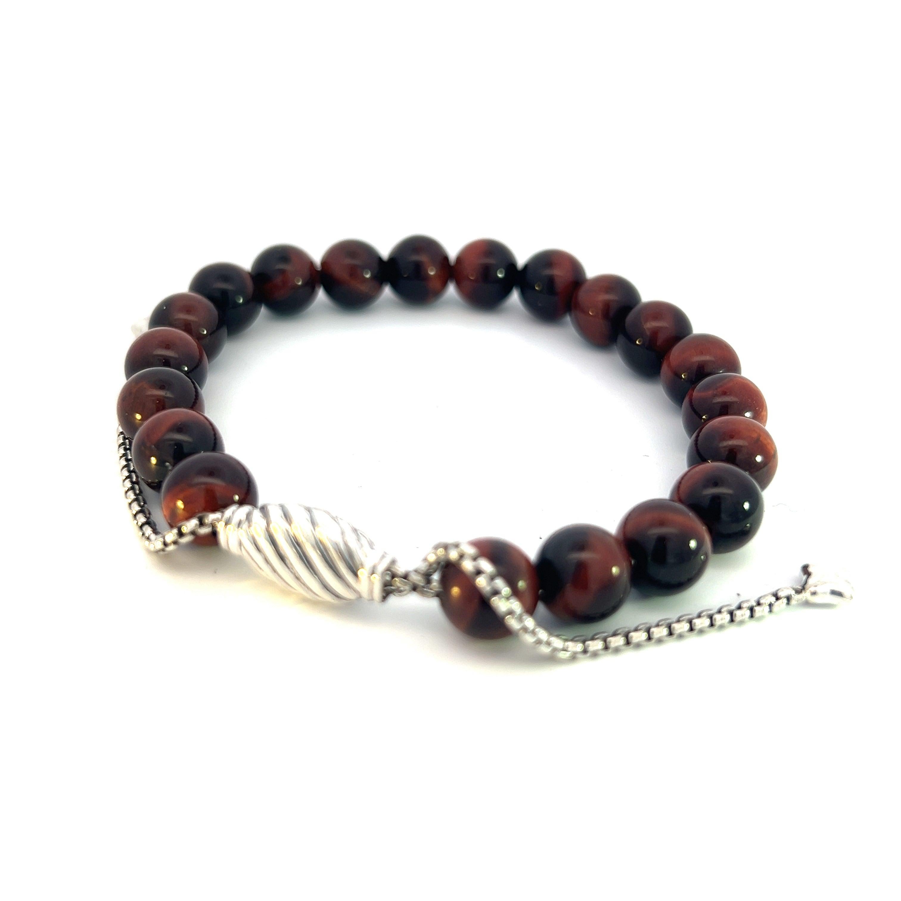 David Yurman Estate Tiger Eye Spiritual Beads Bracelet 6.6 - 8.5