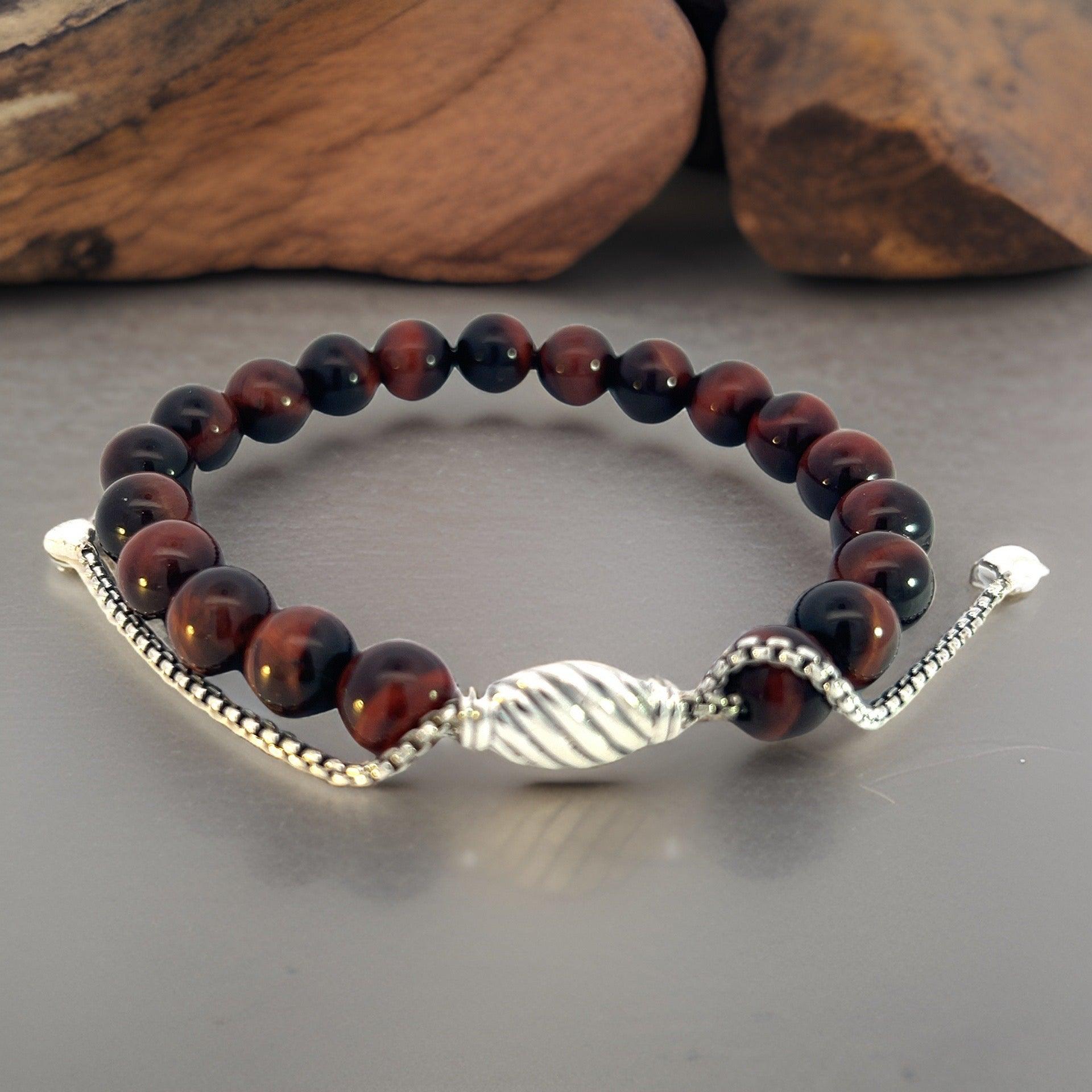 David Yurman Estate Tiger Eye Spiritual Beads Bracelet 6.6 - 8.5